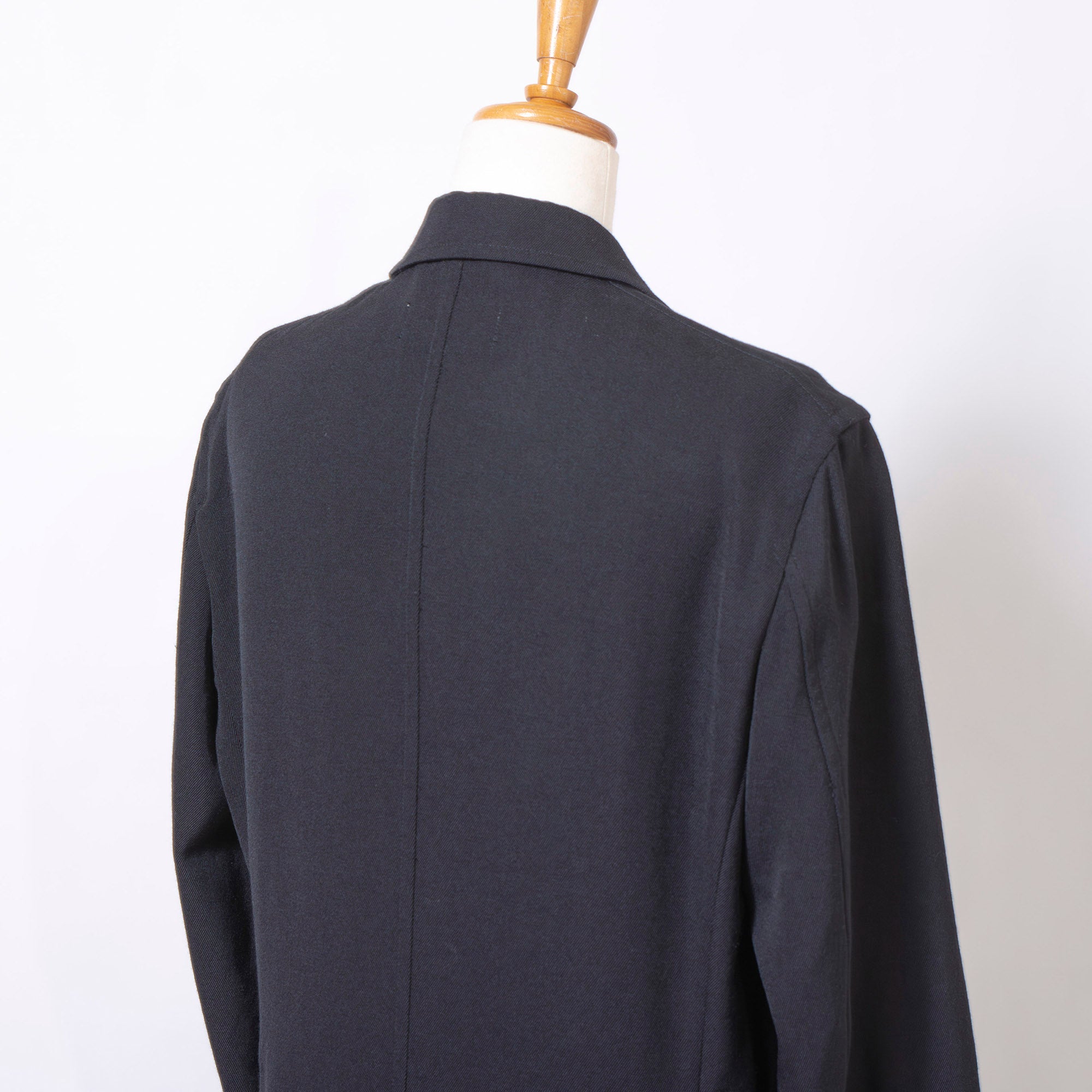 Comme des Garçons Robe de Chambre Long Coat in Black, AD1998, with Hook and Arrow Buttons, Archive, Rei Kawakubo Wool Coat