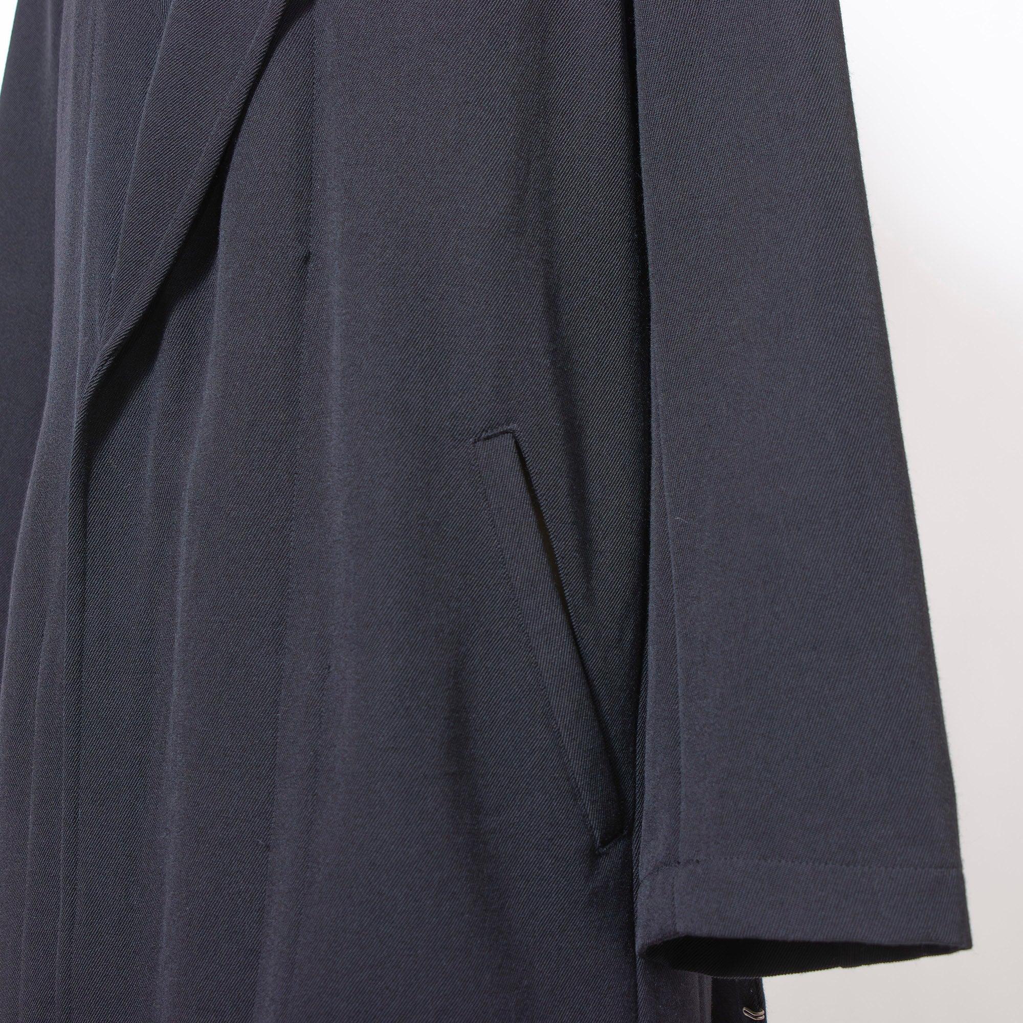 Comme des Garçons Robe de Chambre Long Coat in Black, AD1998, with Hook and Arrow Buttons, Archive, Rei Kawakubo Wool Coat