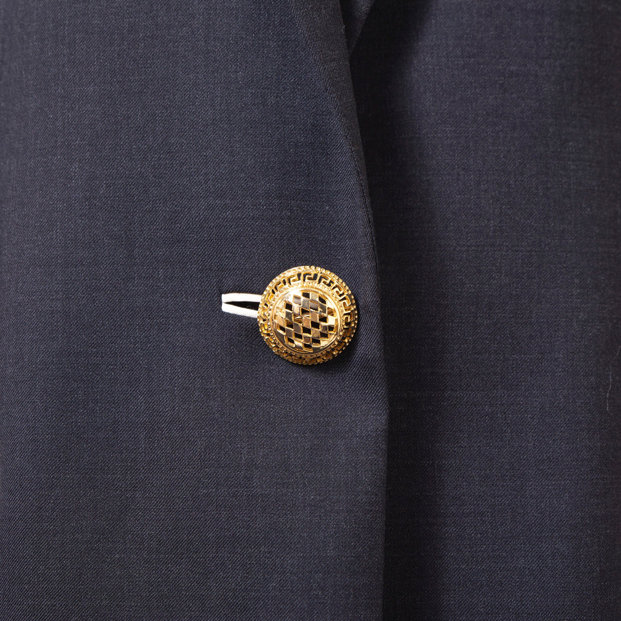 Versace GIANNI VERSACE COUTURE Women's Dark Gray Wool and Silk Skirt Suit with Gold Buttons, New with Tags