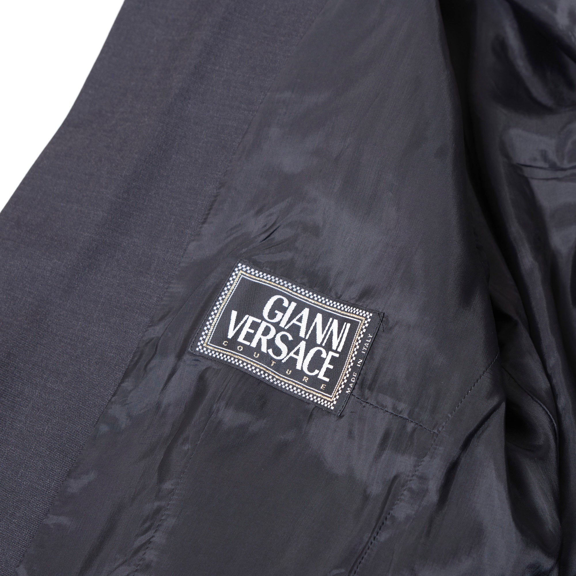 Versace GIANNI VERSACE COUTURE Women's Dark Gray Wool and Silk Skirt Suit with Gold Buttons, New with Tags