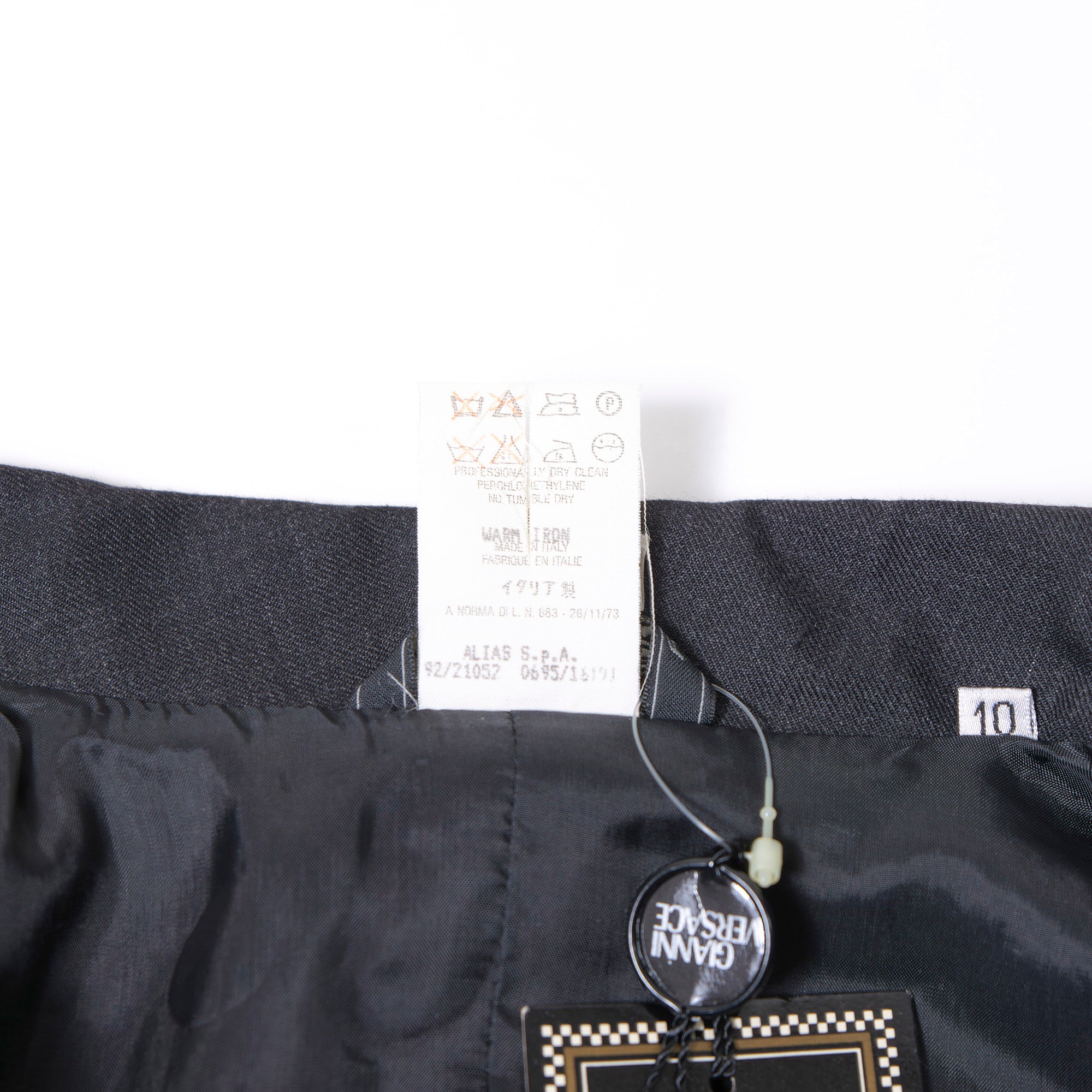 Versace GIANNI VERSACE COUTURE Women's Dark Gray Wool and Silk Skirt Suit with Gold Buttons, New with Tags