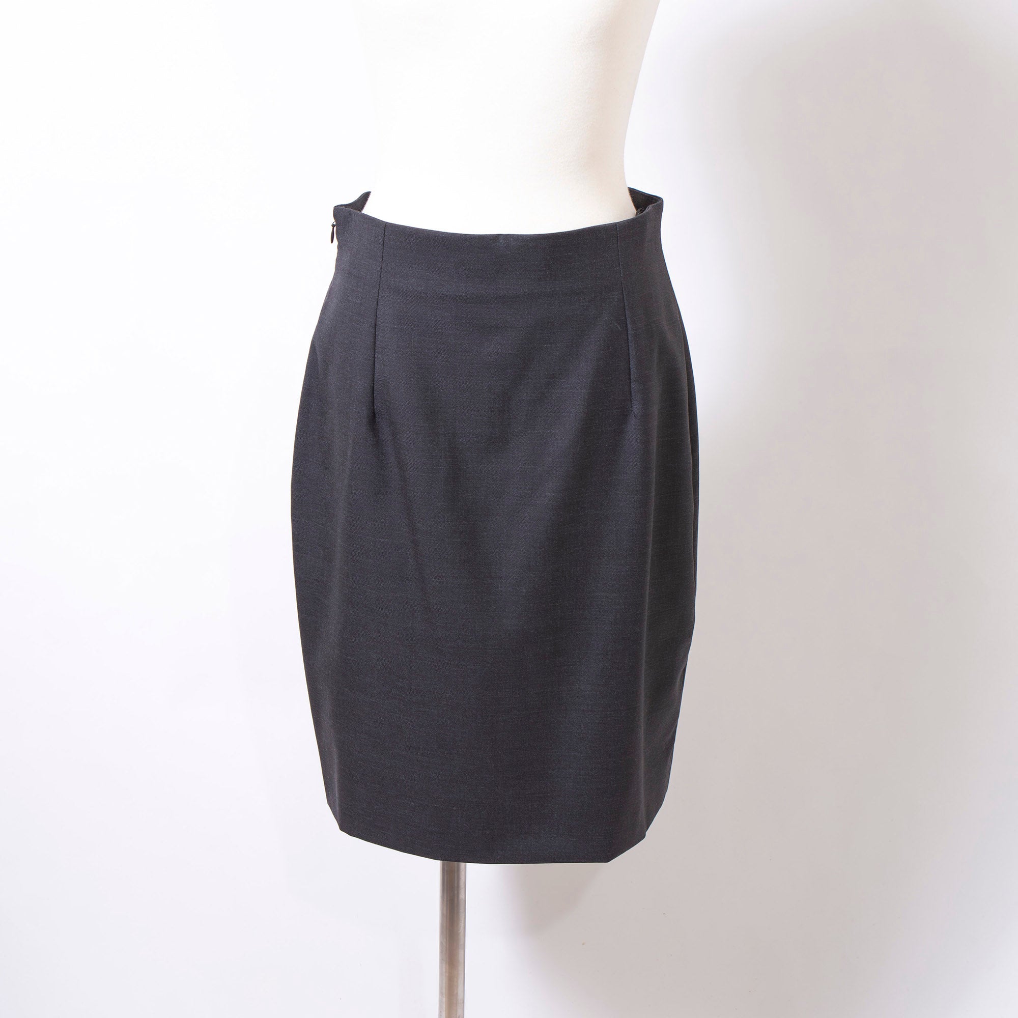 Versace GIANNI VERSACE COUTURE Women's Dark Gray Wool and Silk Skirt Suit with Gold Buttons, New with Tags