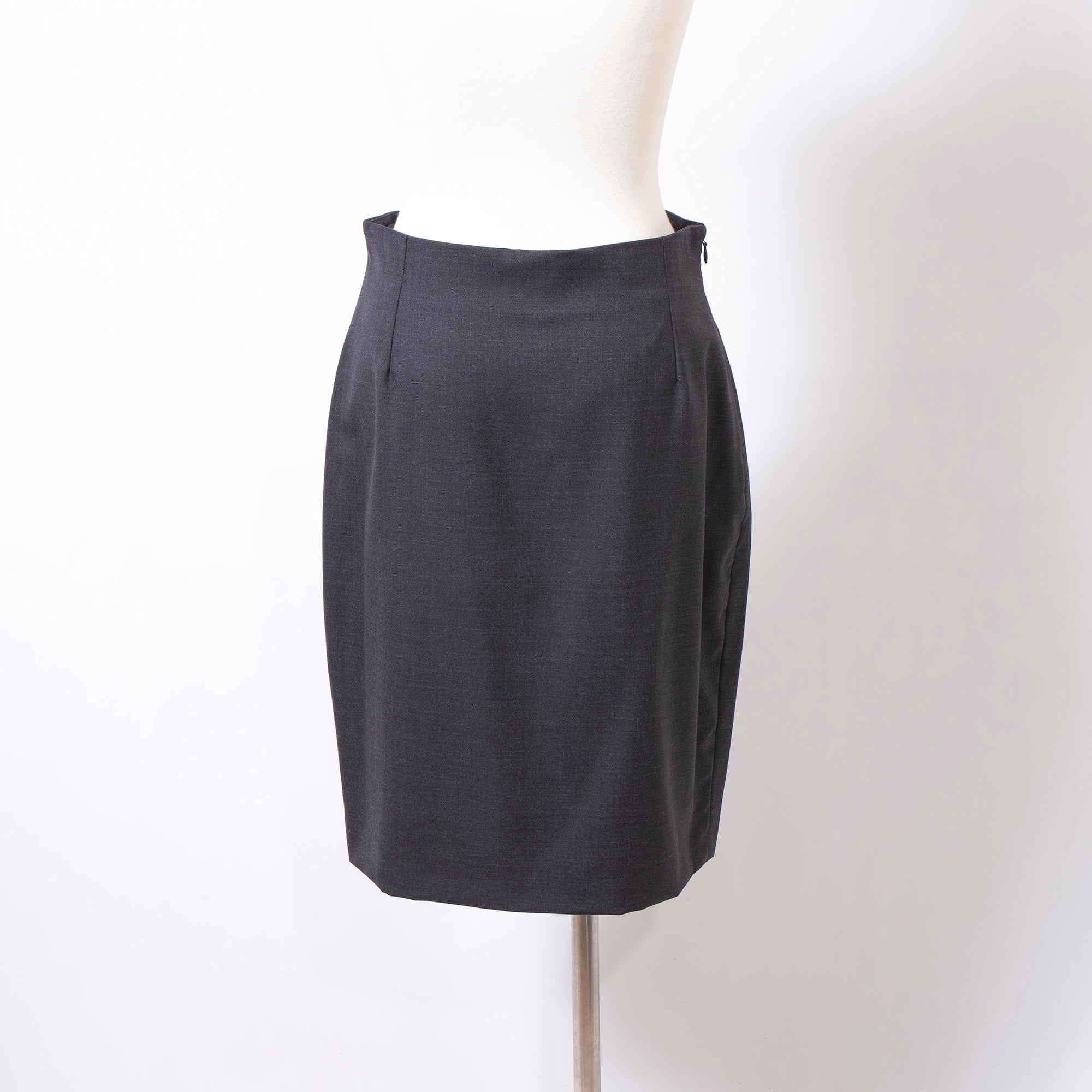 Versace GIANNI VERSACE COUTURE Women's Dark Gray Wool and Silk Skirt Suit with Gold Buttons, New with Tags
