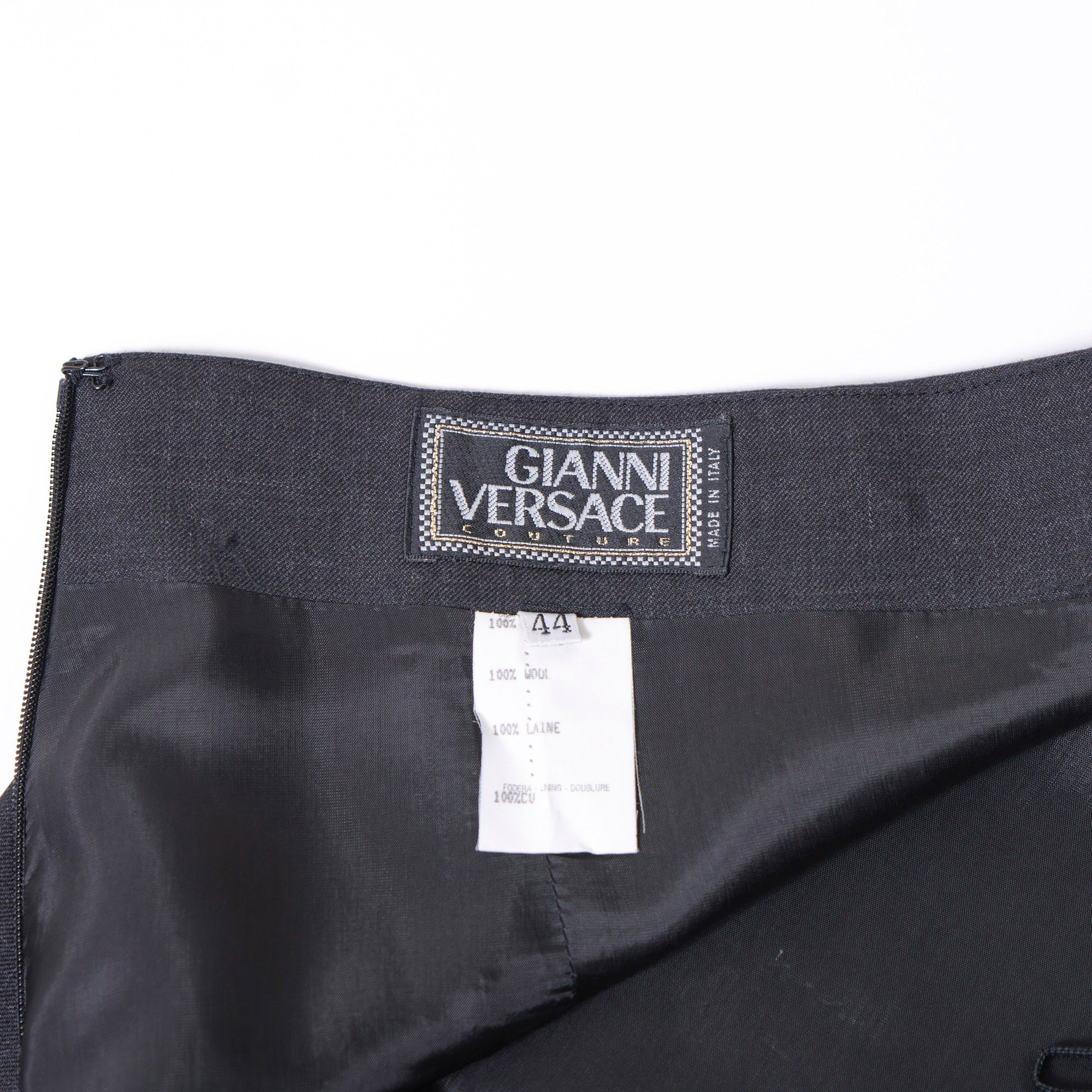 Versace GIANNI VERSACE COUTURE Women's Dark Gray Wool and Silk Skirt Suit with Gold Buttons, New with Tags