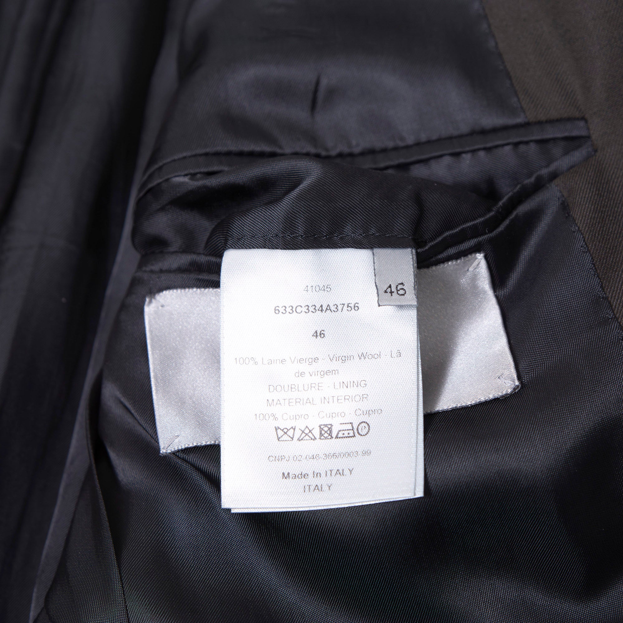 Dior Chesterfield coat, dark brown wool with a lustrous finish, made in Italy, size 46, mid-length, Dior Homme, men's outerwear
