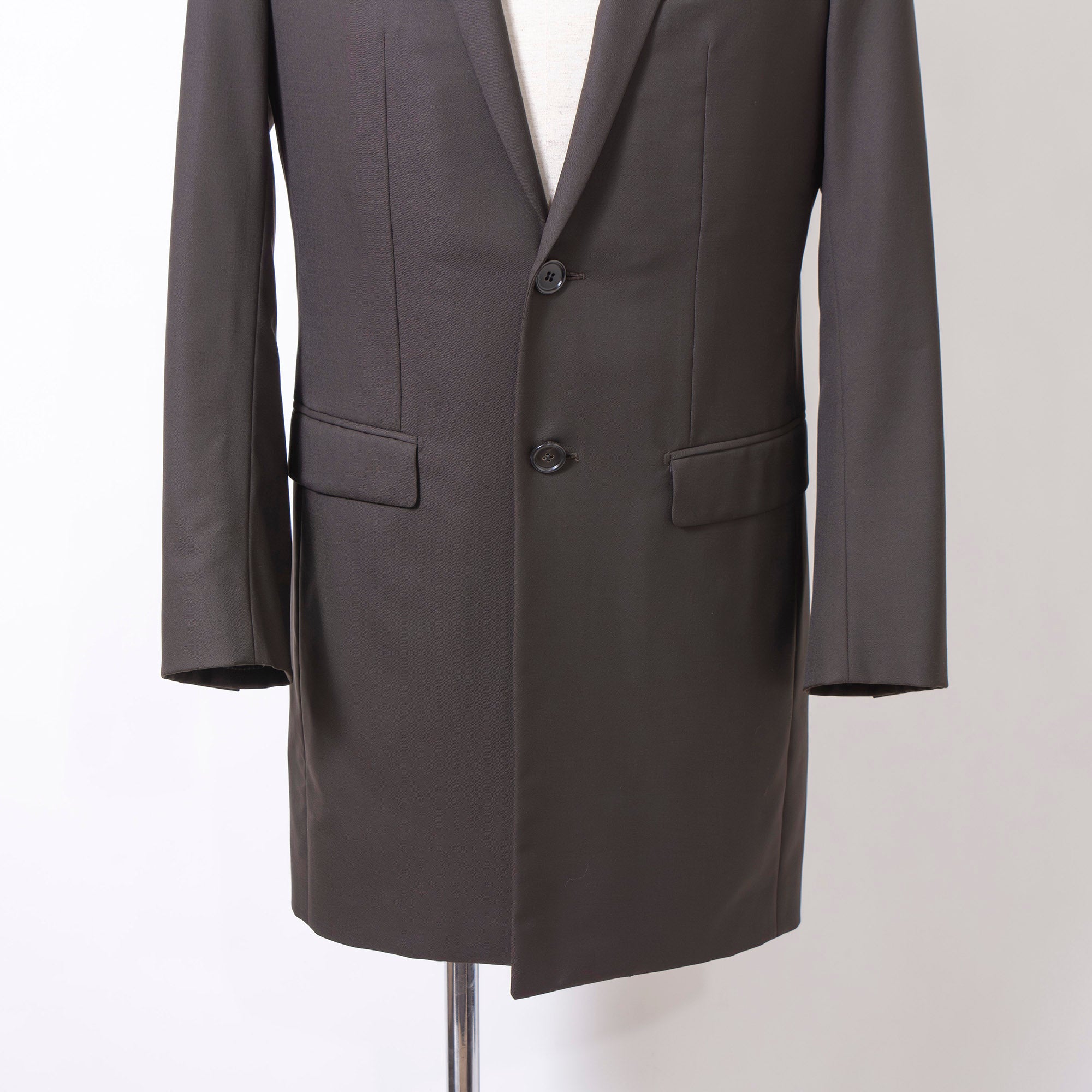 Dior Chesterfield coat, dark brown wool with a lustrous finish, made in Italy, size 46, mid-length, Dior Homme, men's outerwear