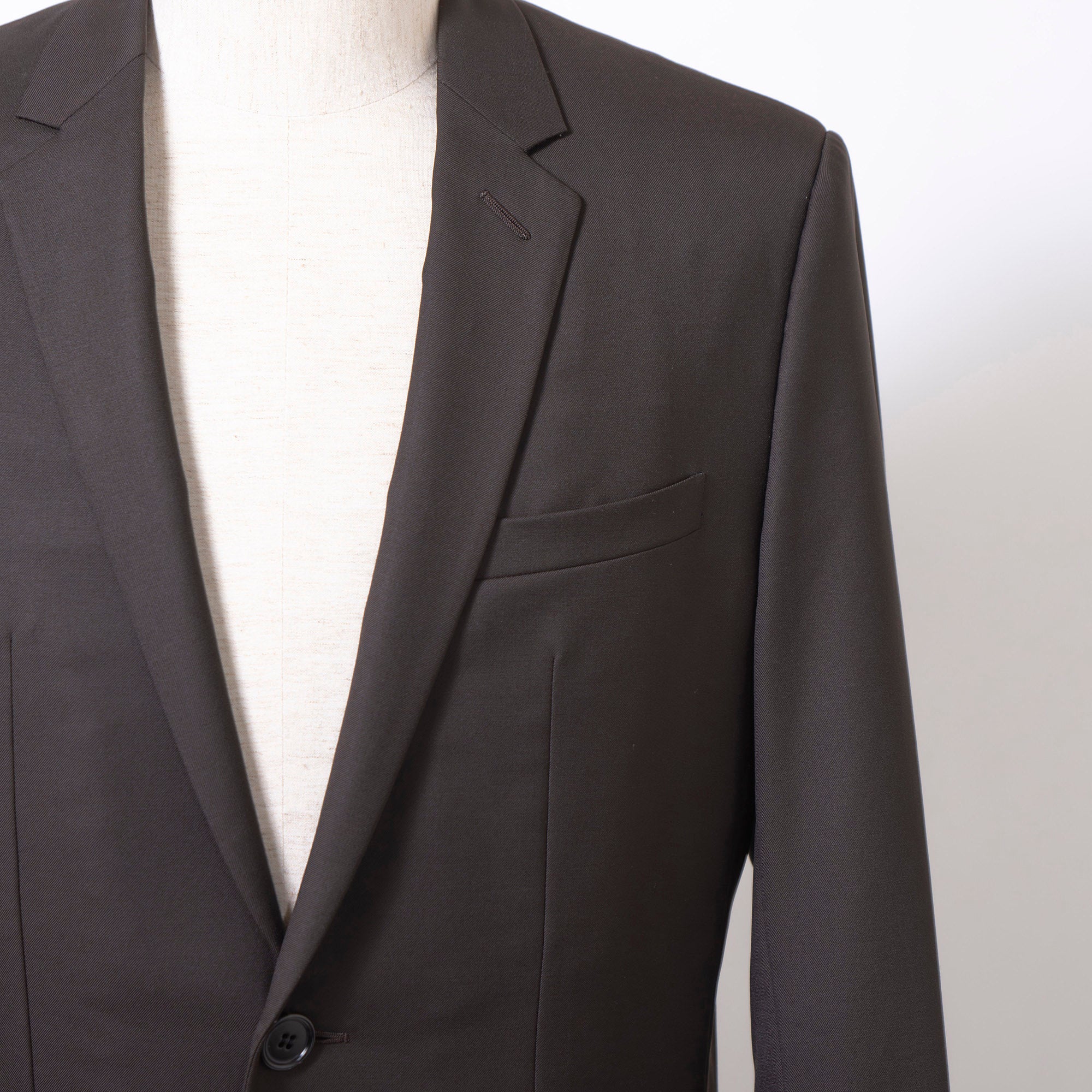 Dior Chesterfield coat, dark brown wool with a lustrous finish, made in Italy, size 46, mid-length, Dior Homme, men's outerwear