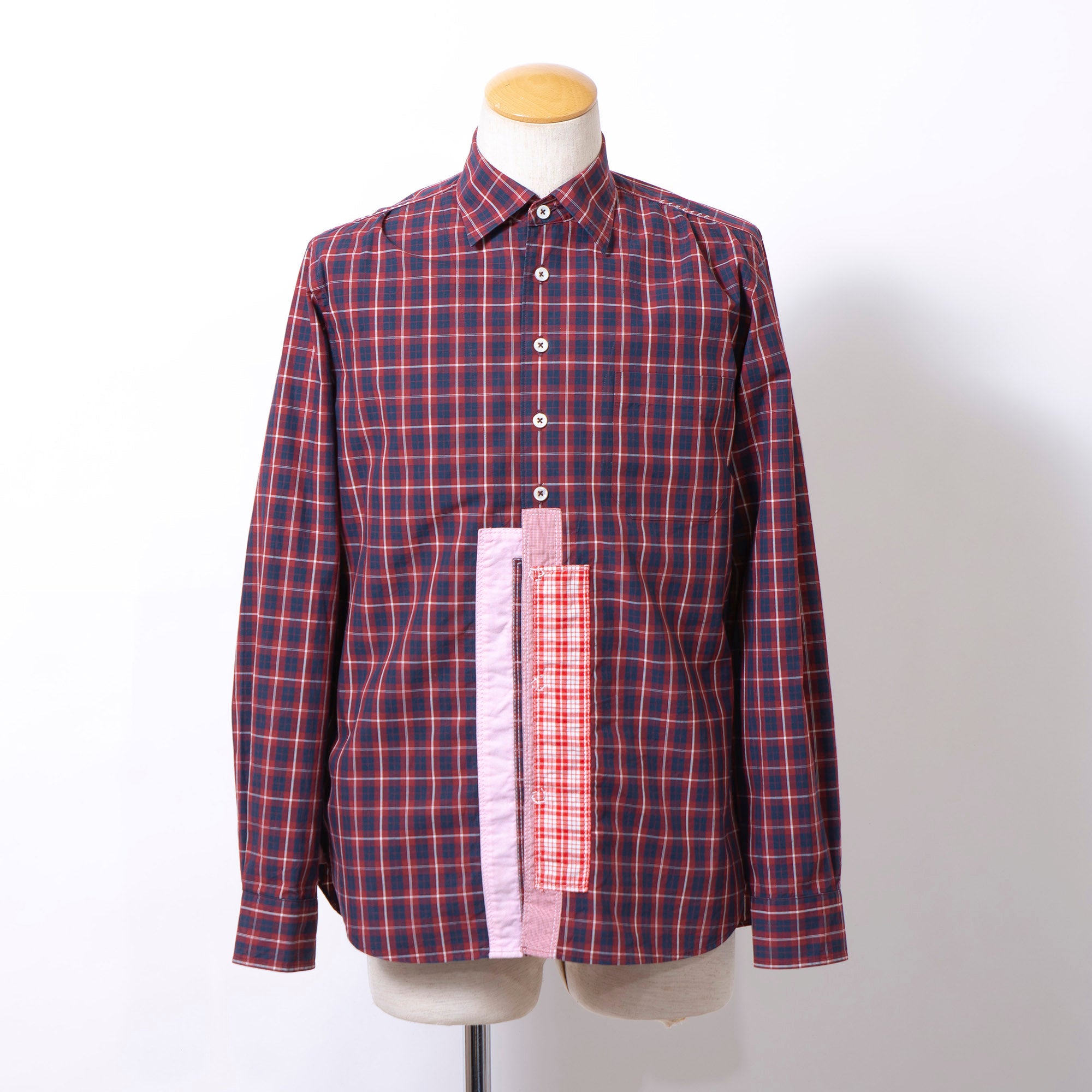 COMME des GARÇONS JUNYA WATANABE MAN AD2009 Check Shirt, Long Sleeve, Men's, Size S, Reconstructed Docking
