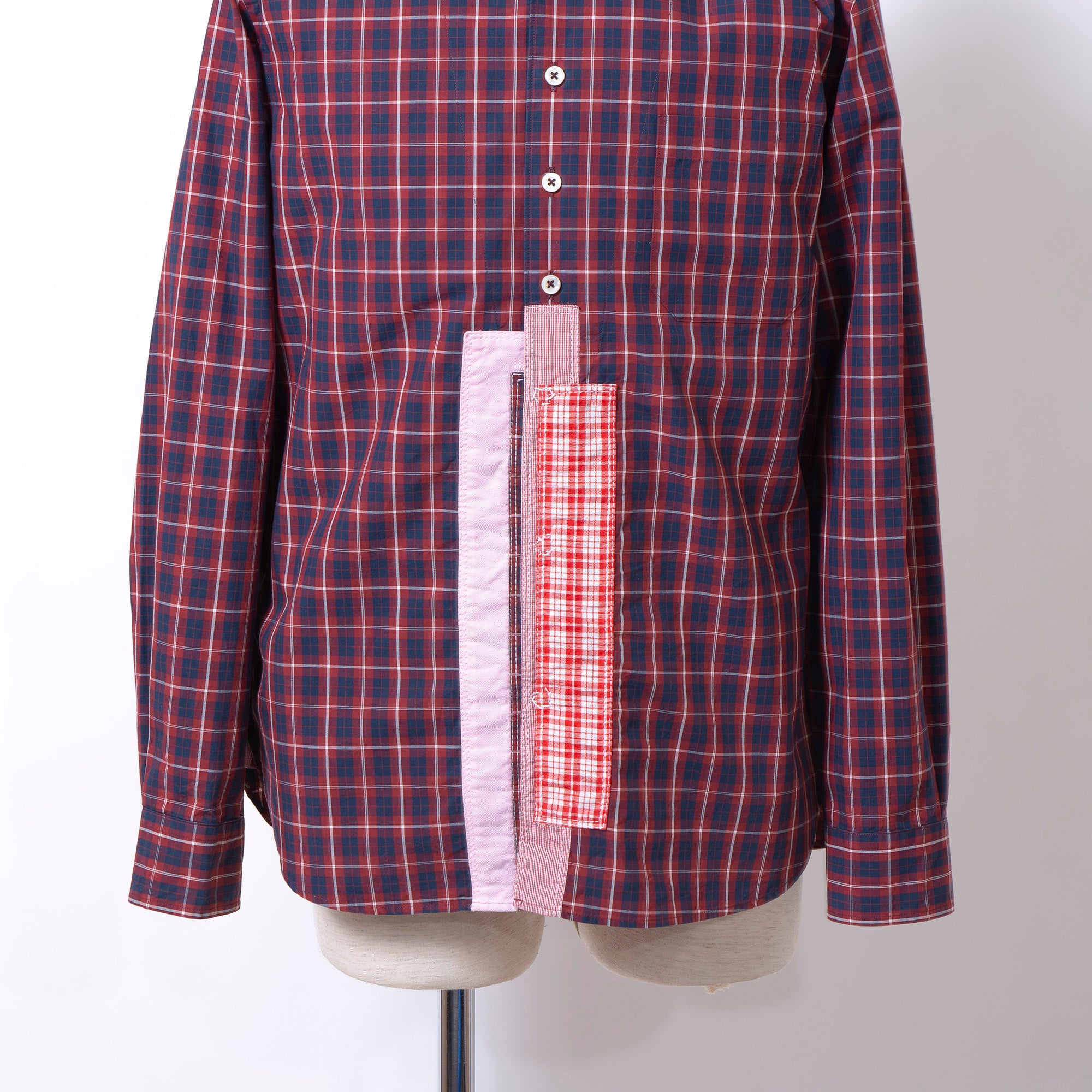 COMME des GARÇONS JUNYA WATANABE MAN AD2009 Check Shirt, Long Sleeve, Men's, Size S, Reconstructed Docking