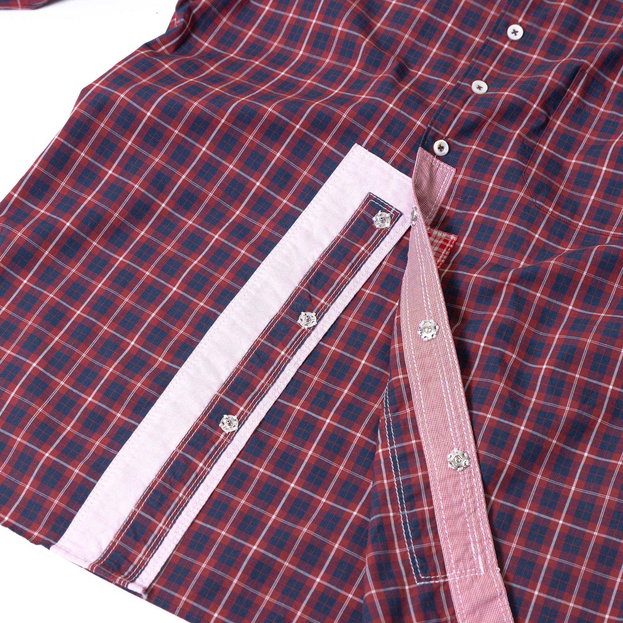 COMME des GARÇONS JUNYA WATANABE MAN AD2009 Check Shirt, Long Sleeve, Men's, Size S, Reconstructed Docking