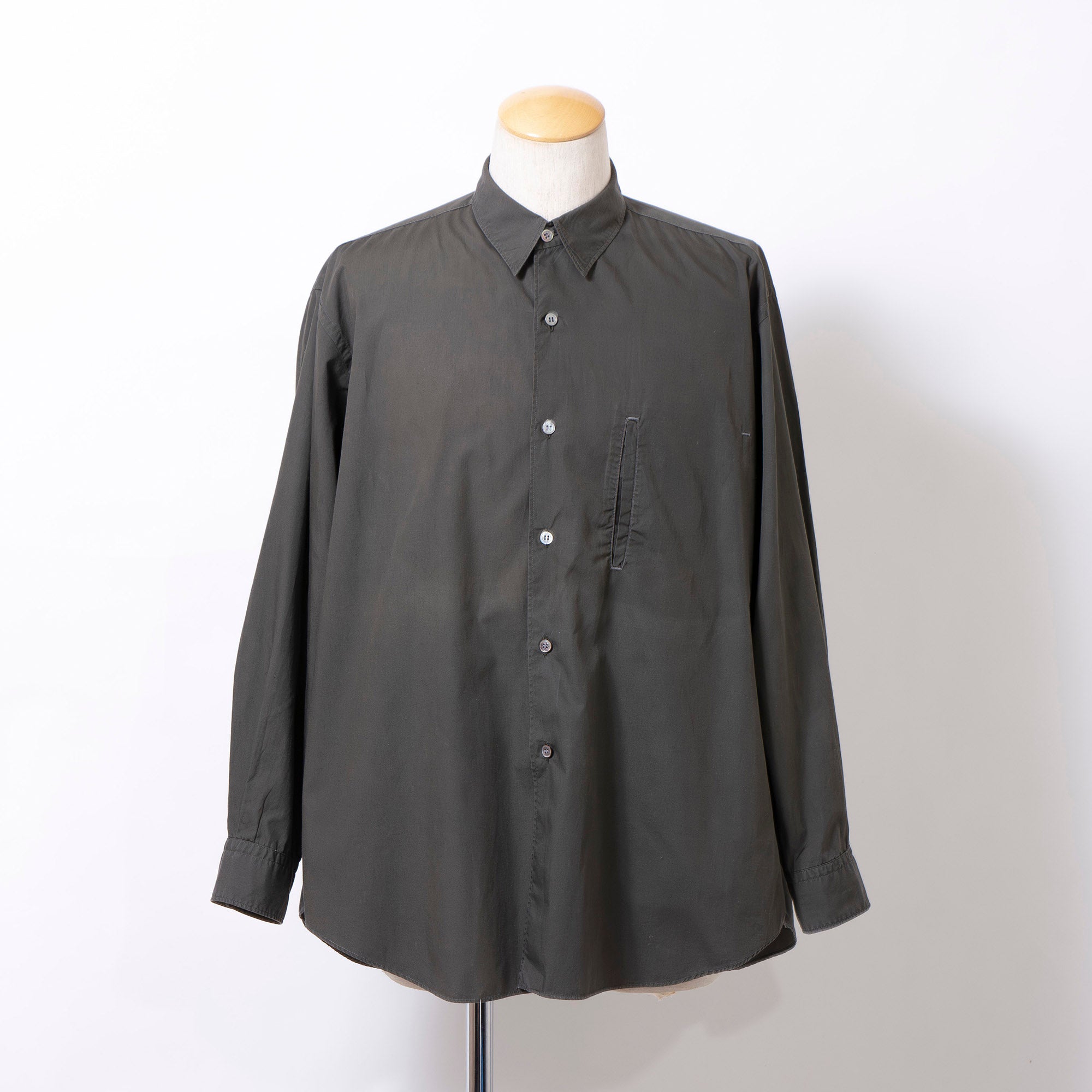 Comme des Garçons HOMME AD1992 Khaki Long Sleeve Shirt, Wide Fit, by Tanaka Homme, Men's Cotton Broadcloth