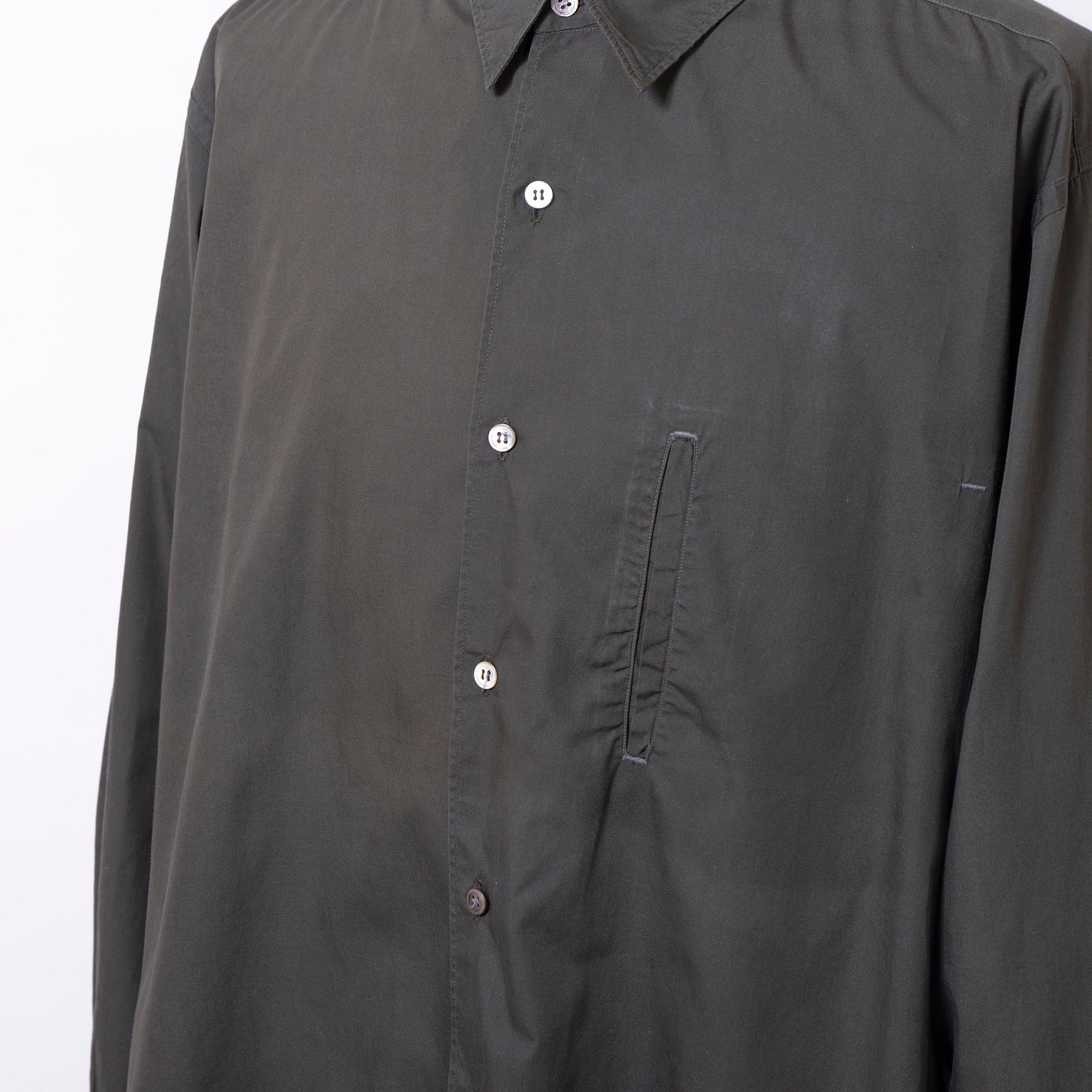 Comme des Garçons HOMME AD1992 Khaki Long Sleeve Shirt, Wide Fit, by Tanaka Homme, Men's Cotton Broadcloth