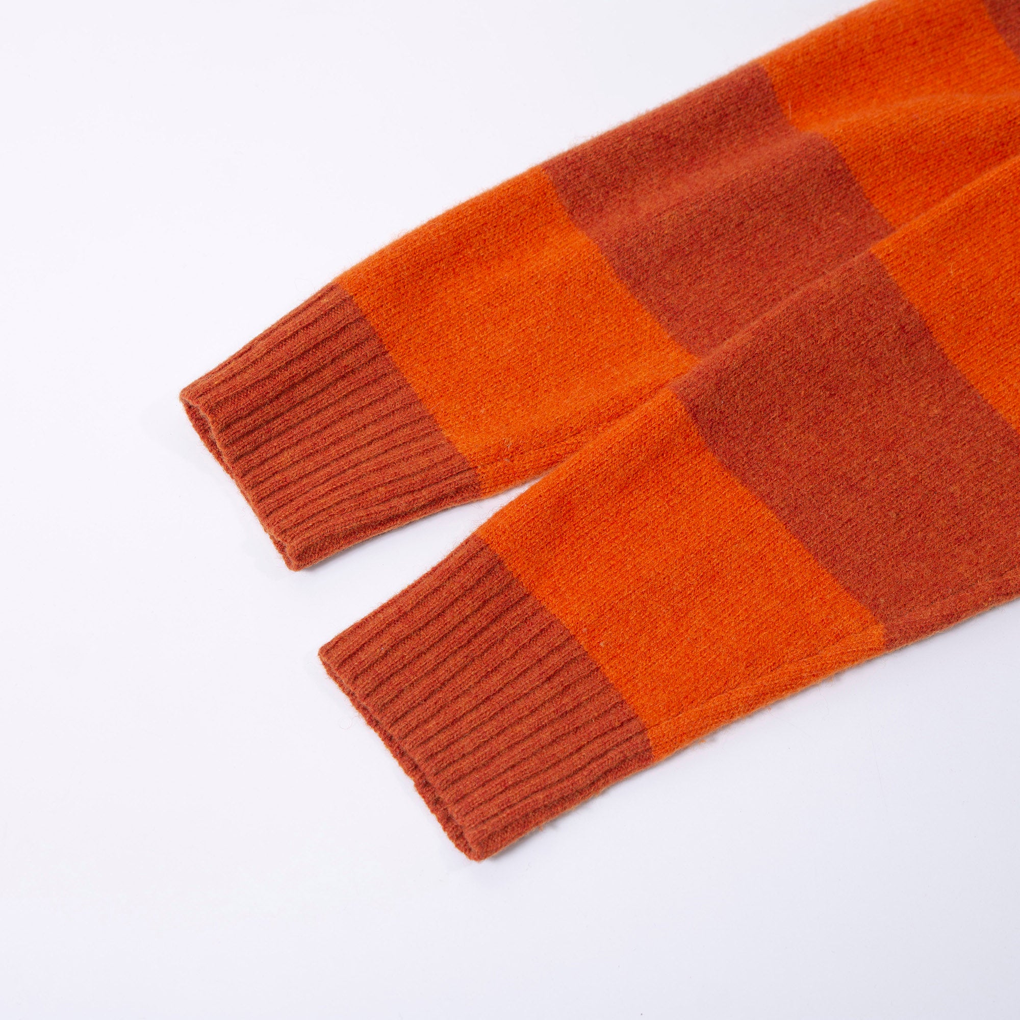 Burberry Black Label Men's Wool Striped Knit Cardigan with Embroidered Logo, Orange, Brown, and Khaki, Size 3