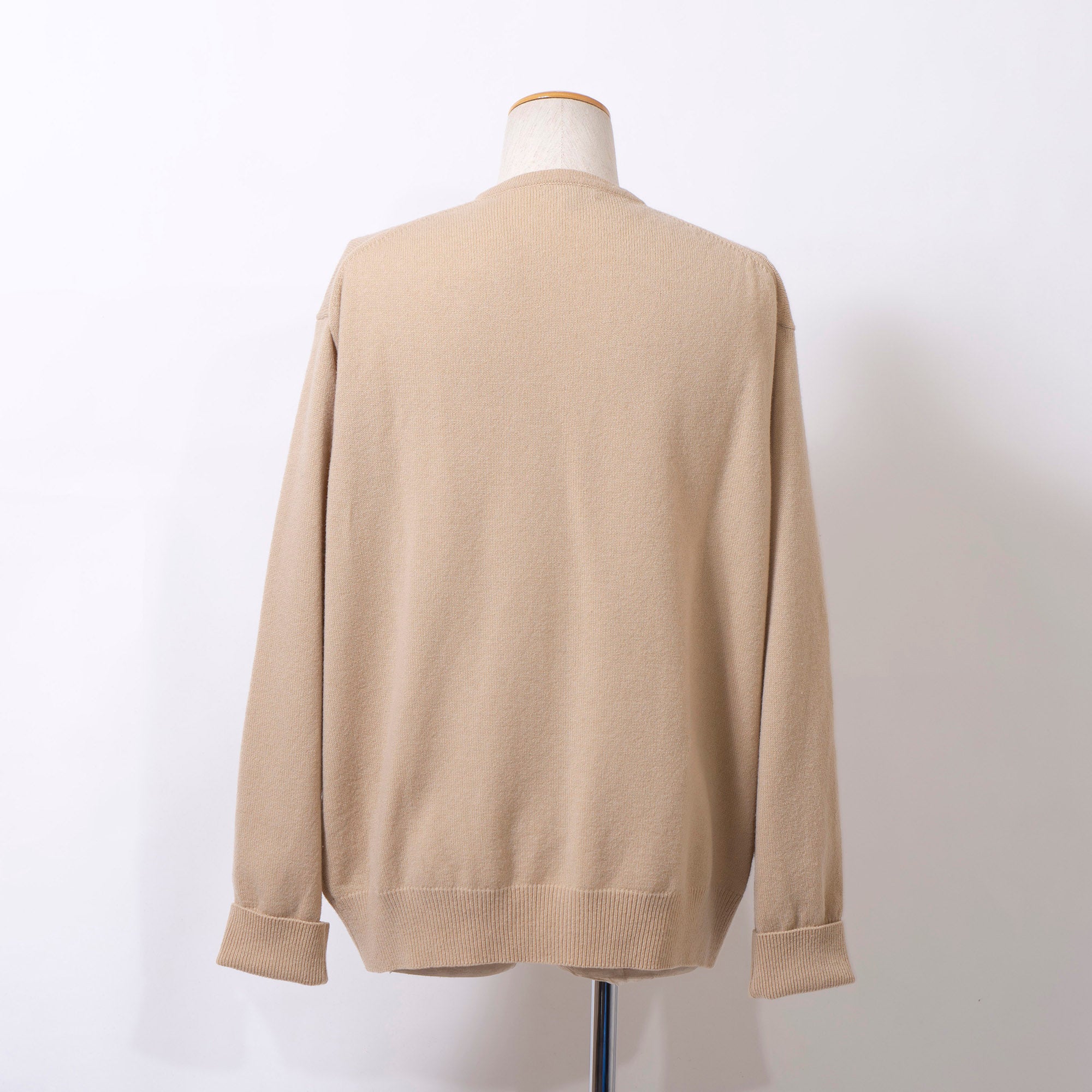 Burberry London Knit Cardigan, 100% Lambswool, Beige with Embroidered Logo, Men's, Size XL, Made in Italy, Oversized