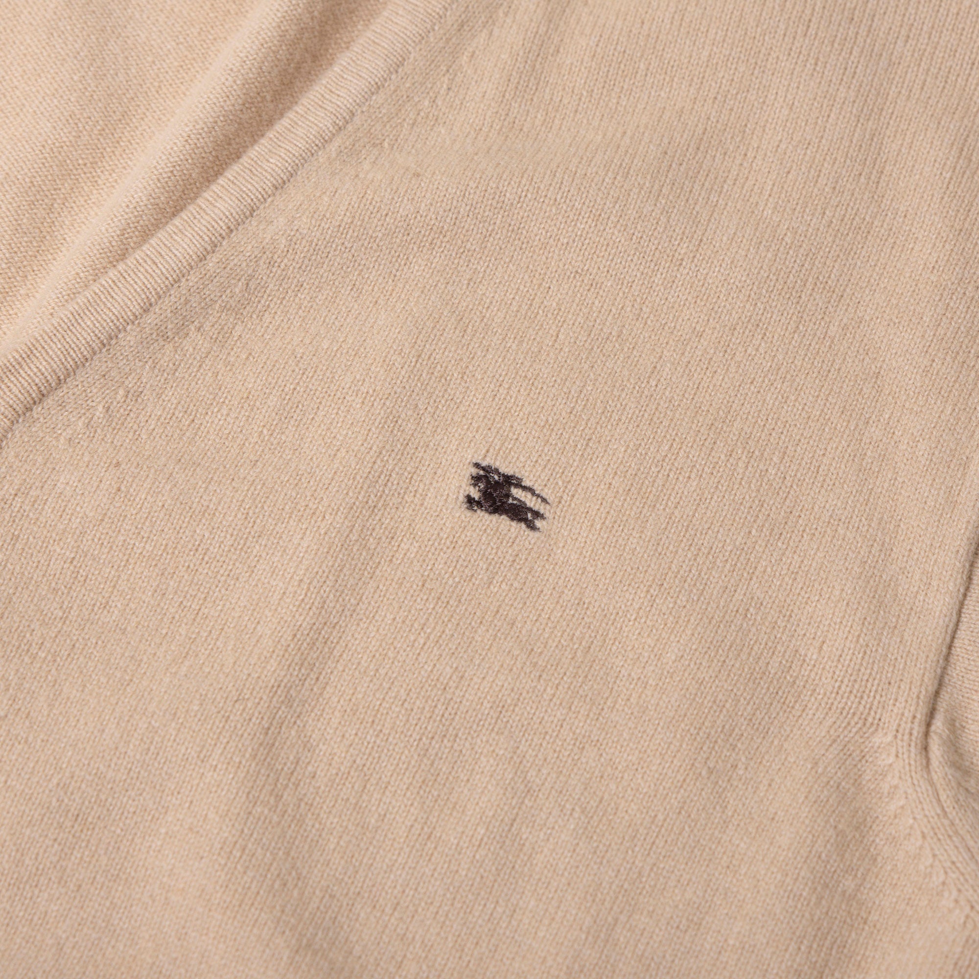 Burberry London Knit Cardigan, 100% Lambswool, Beige with Embroidered Logo, Men's, Size XL, Made in Italy, Oversized