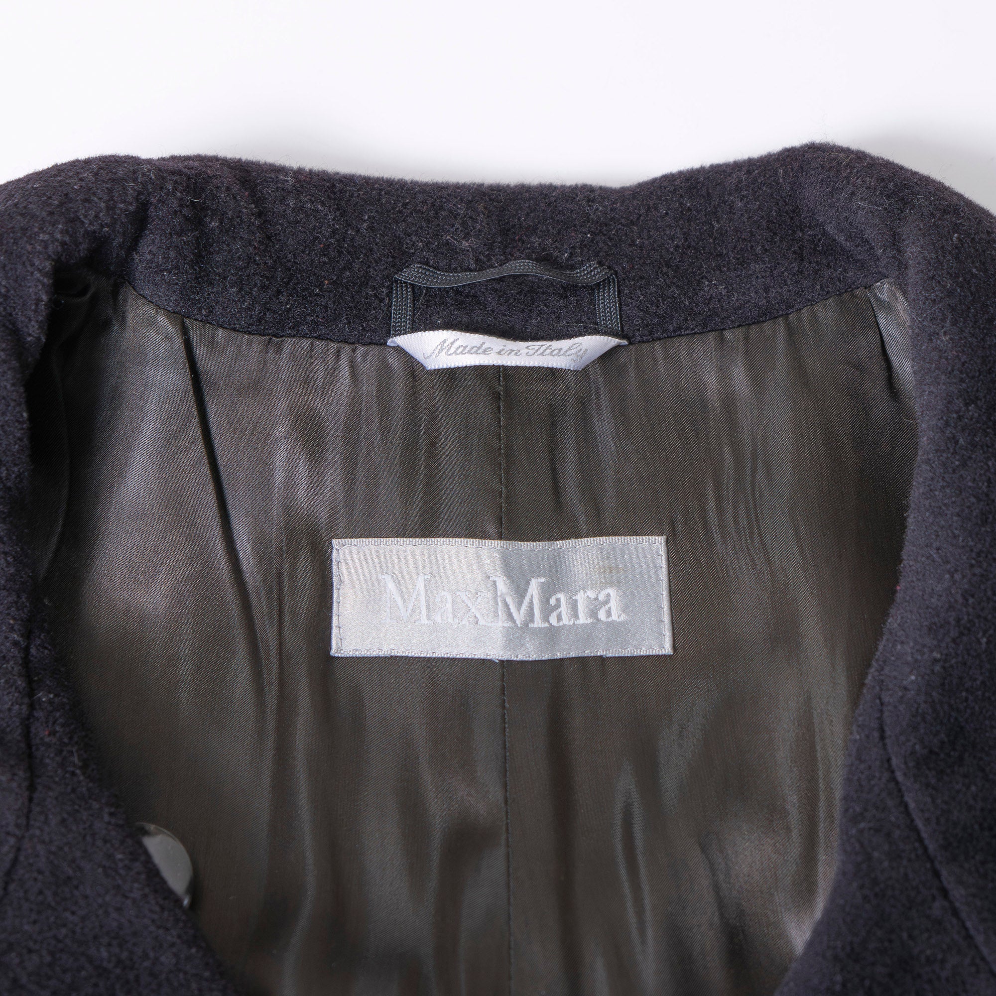 MaxMara Long Coat, Black, Size 40, Double-Breasted, Maxi Length, Made in Italy, Wool, A-Line, Pea Coat
