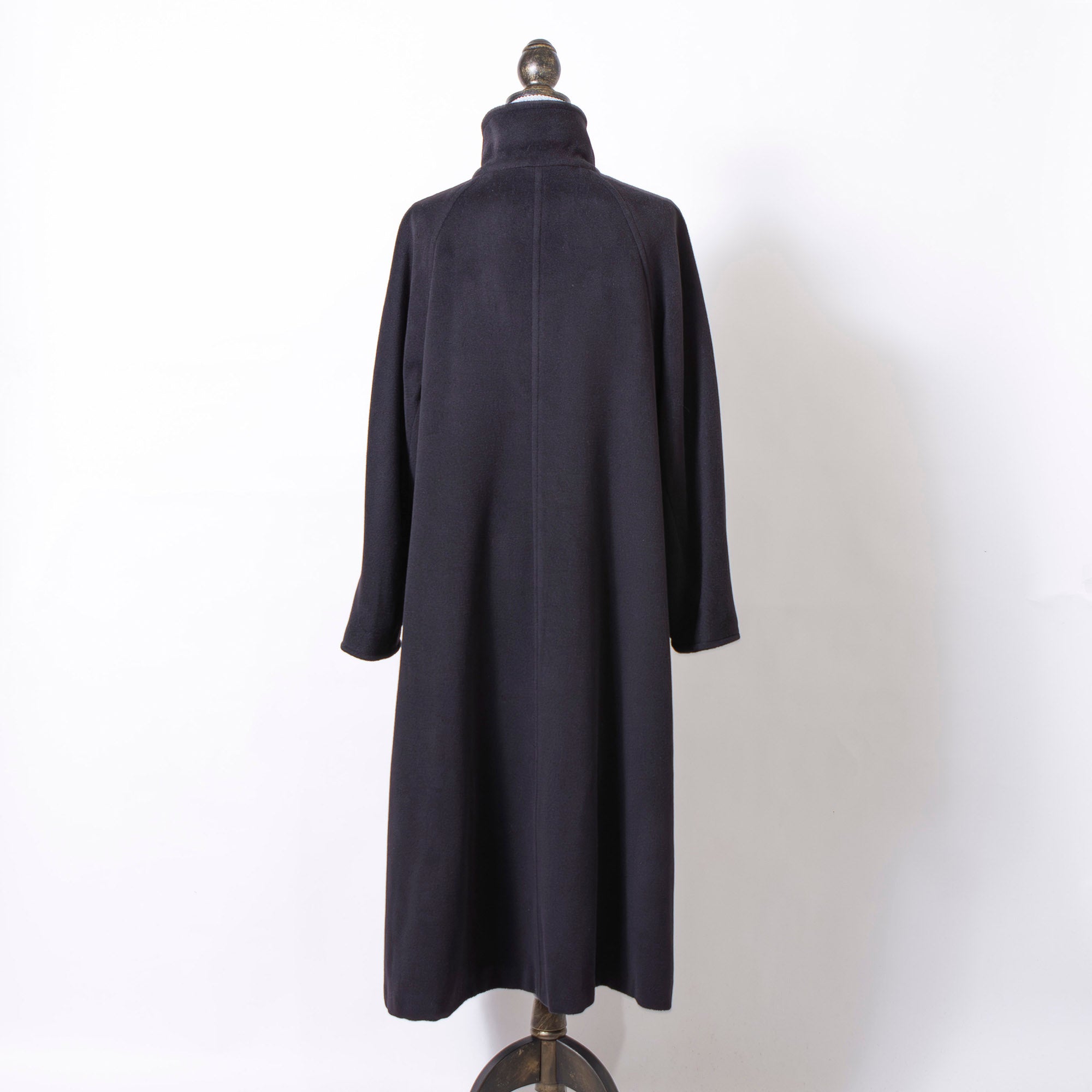MaxMara Long Coat, Black, Size 40, Double-Breasted, Maxi Length, Made in Italy, Wool, A-Line, Pea Coat