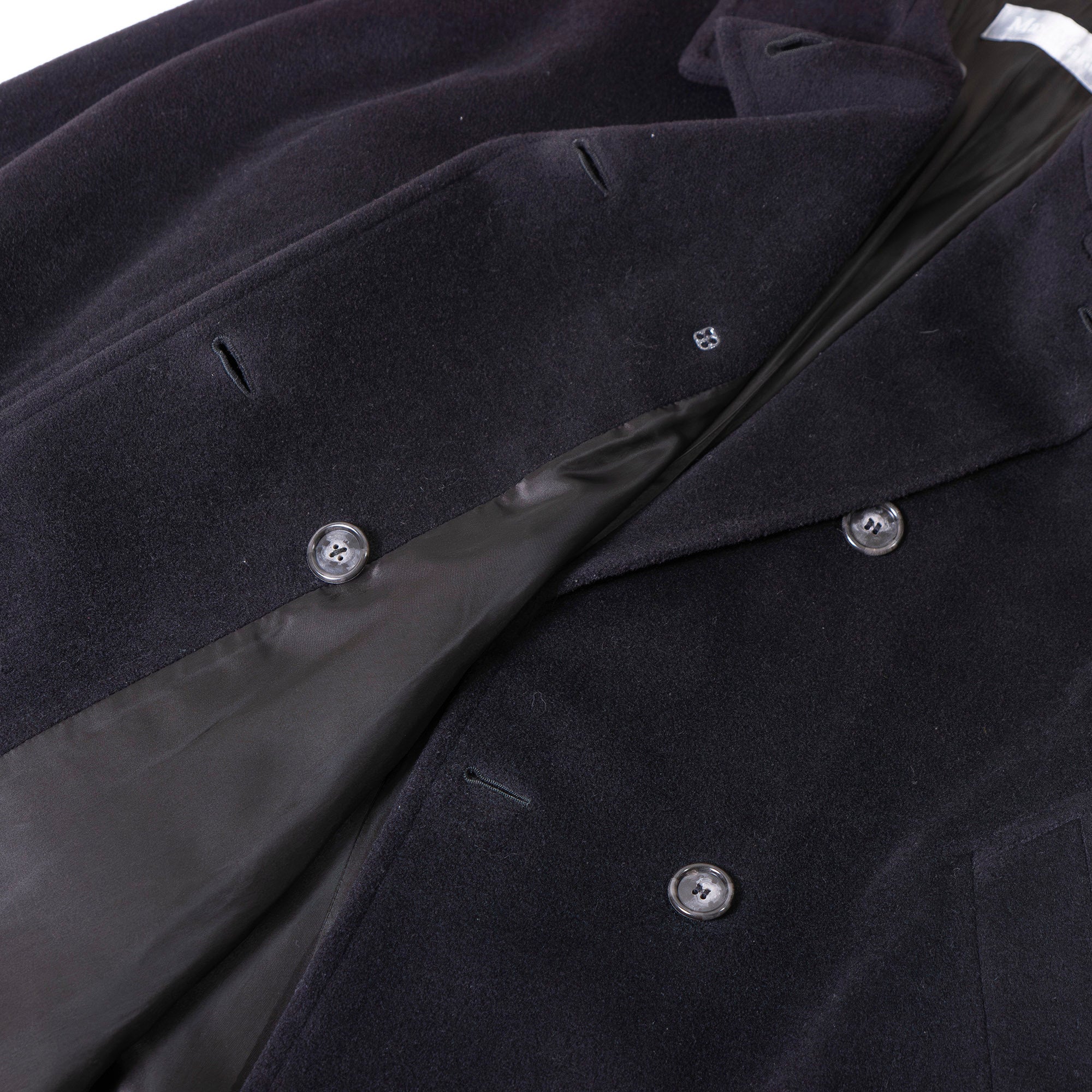 MaxMara Long Coat, Black, Size 40, Double-Breasted, Maxi Length, Made in Italy, Wool, A-Line, Pea Coat