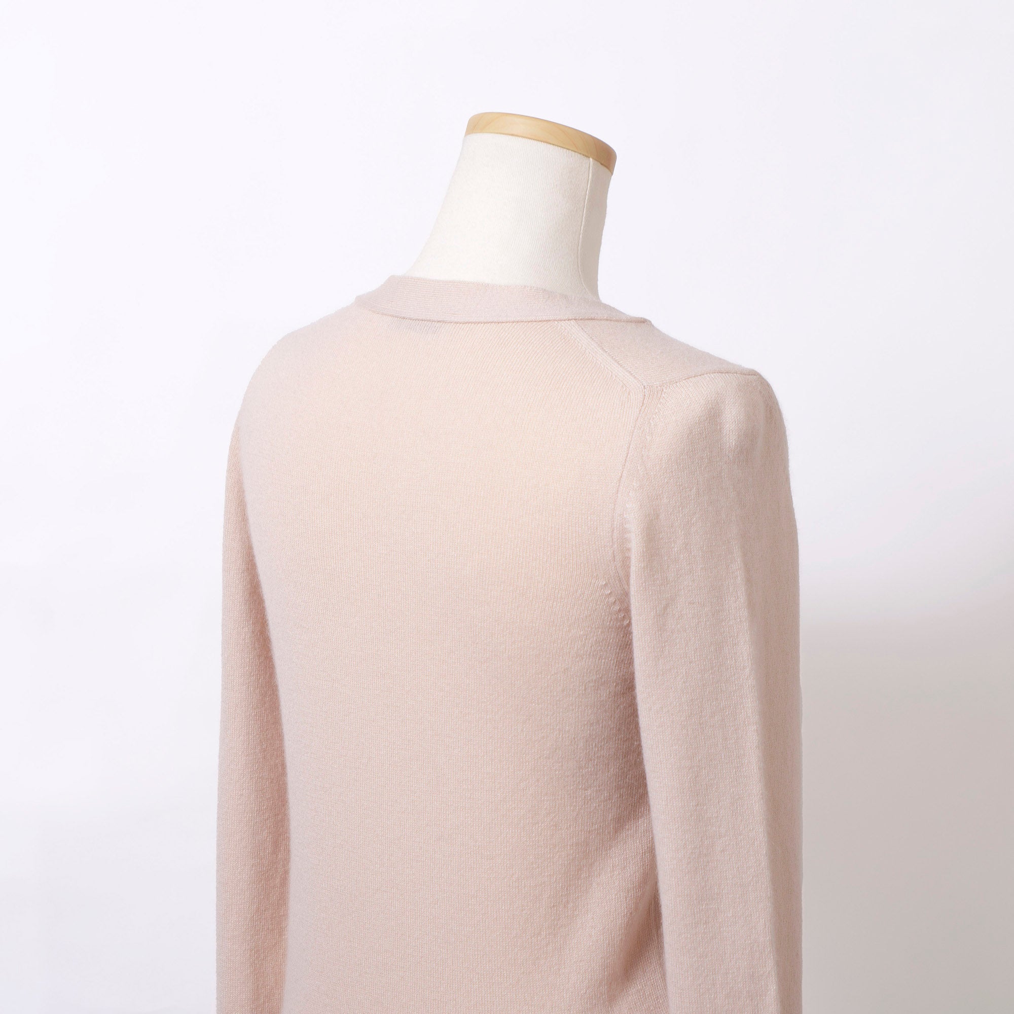 JIL SANDER V-neck knit sweater, 100% cashmere, coral pink, size 36, women's, made in Italy, long sleeves, lightweight, simple
