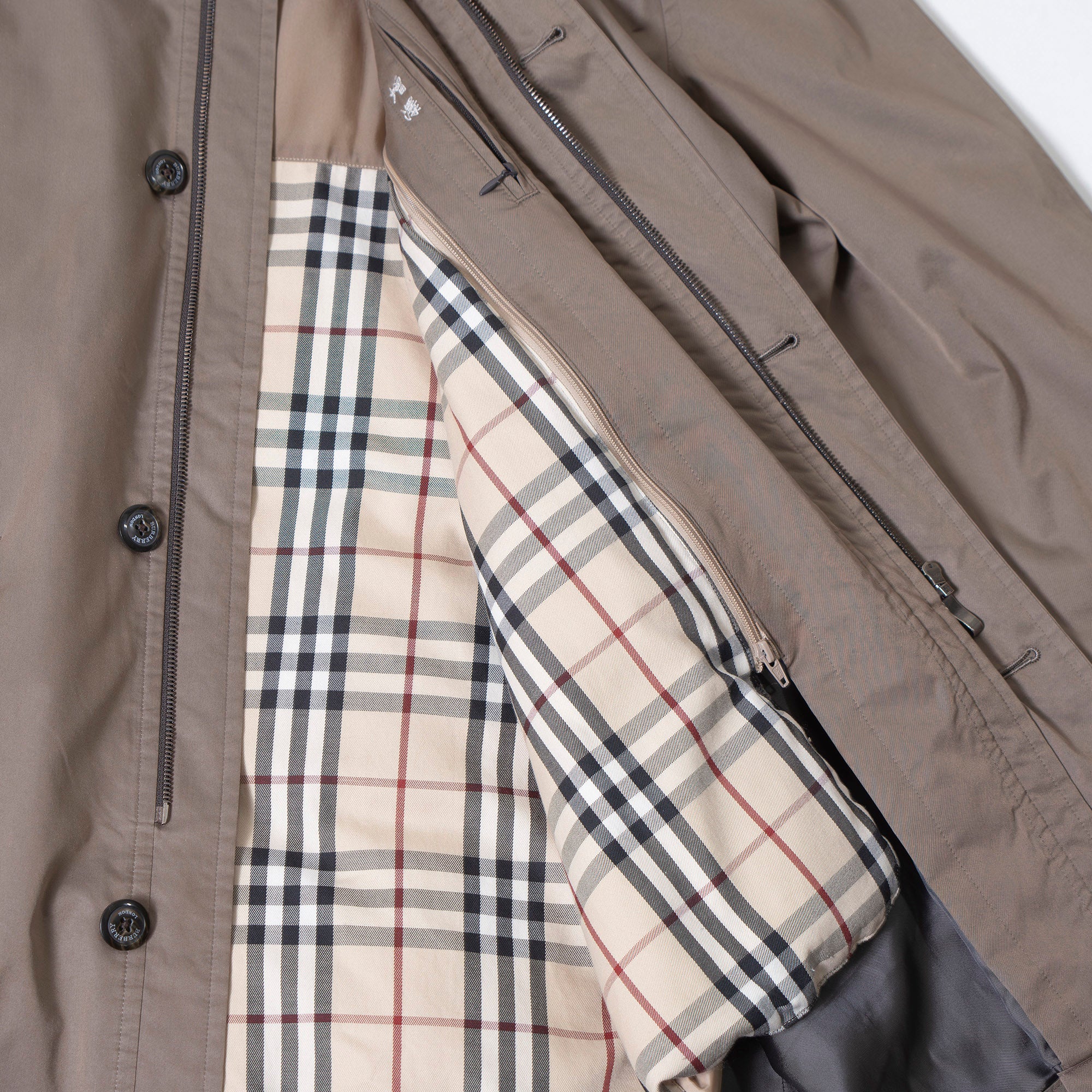 Burberry London Nova Check Hooded Balcony Coat with Liner and Raglan Sleeves, Beige, Size M, 3-Way, Men's Outerwear