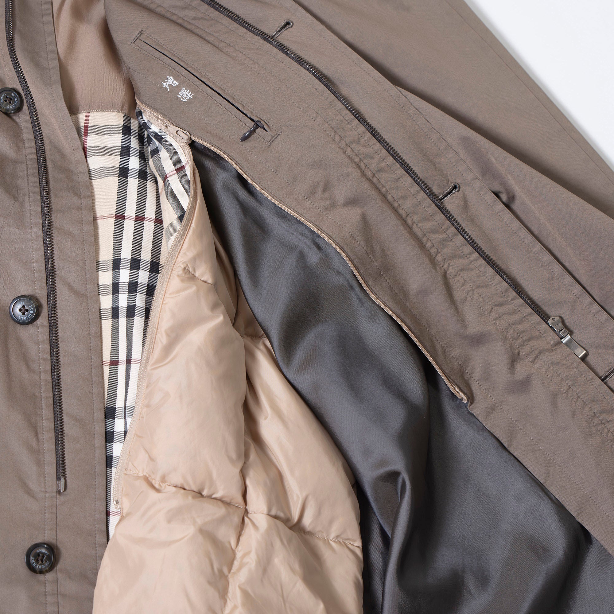 Burberry London Nova Check Hooded Balcony Coat with Liner and Raglan Sleeves, Beige, Size M, 3-Way, Men's Outerwear
