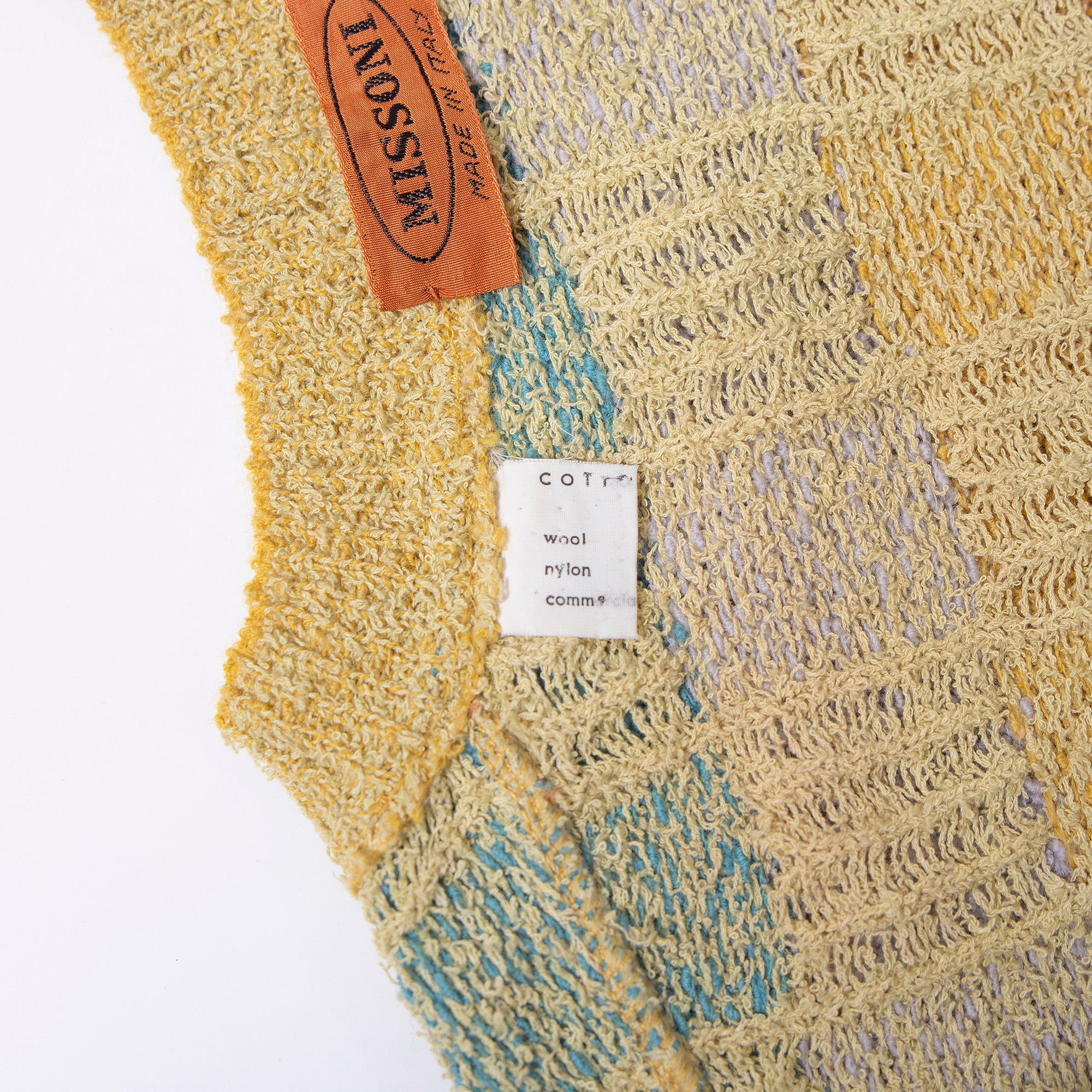 【古着】ミッソーニ MISSONI クルーネック ニット セーター ブークレ チェック柄 マルチカラー S 長袖 イタリア製 レディース ユニセックス メンズ【中古】【ブランド古着】【USED】