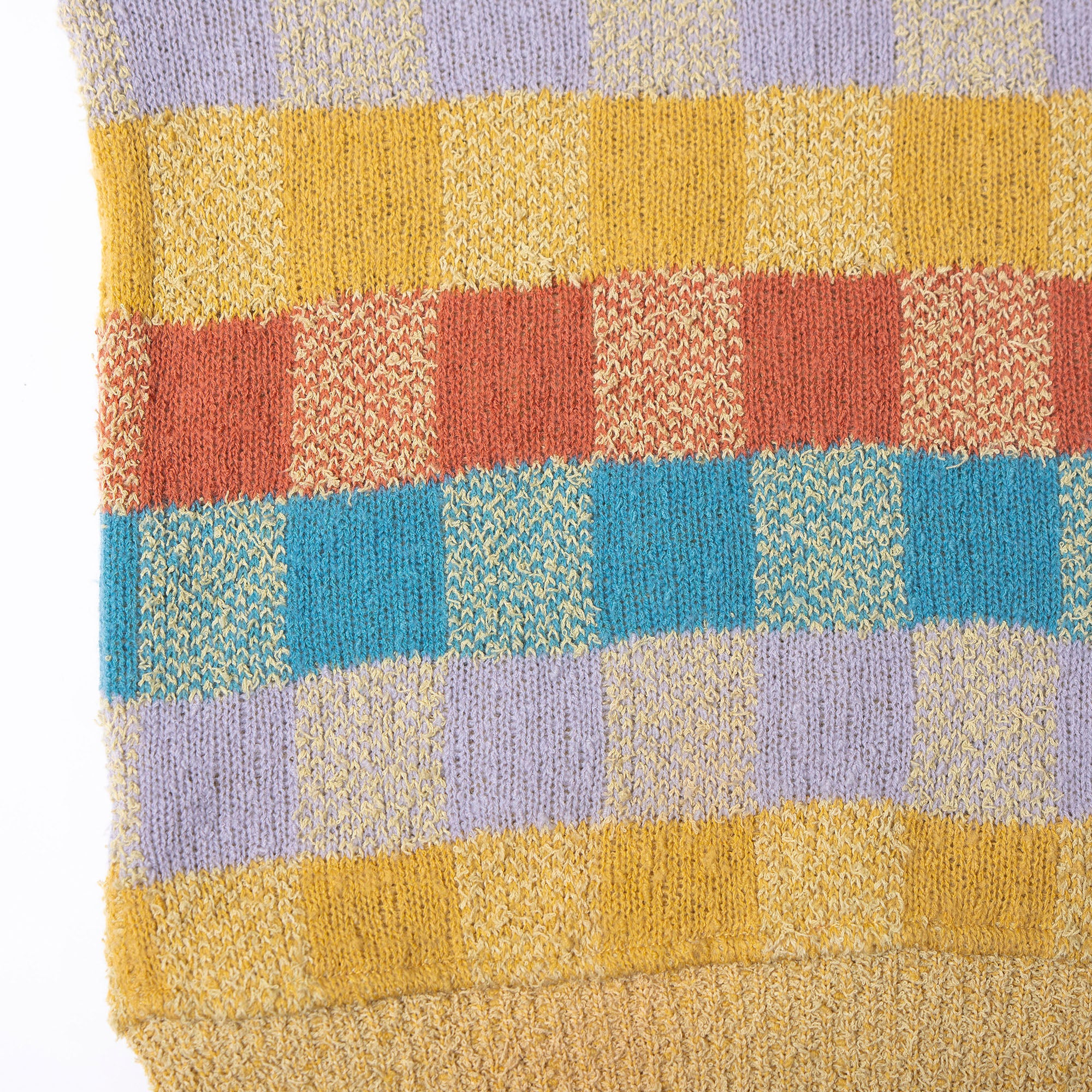 【古着】ミッソーニ MISSONI クルーネック ニット セーター ブークレ チェック柄 マルチカラー S 長袖 イタリア製 レディース ユニセックス メンズ【中古】【ブランド古着】【USED】