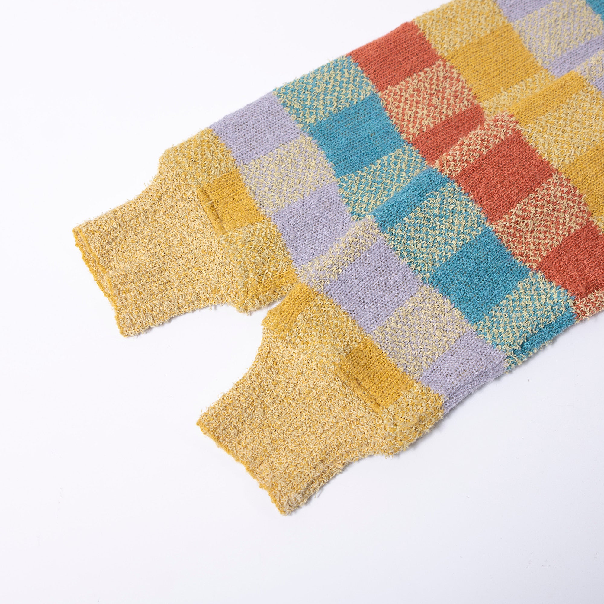 【古着】ミッソーニ MISSONI クルーネック ニット セーター ブークレ チェック柄 マルチカラー S 長袖 イタリア製 レディース ユニセックス メンズ【中古】【ブランド古着】【USED】