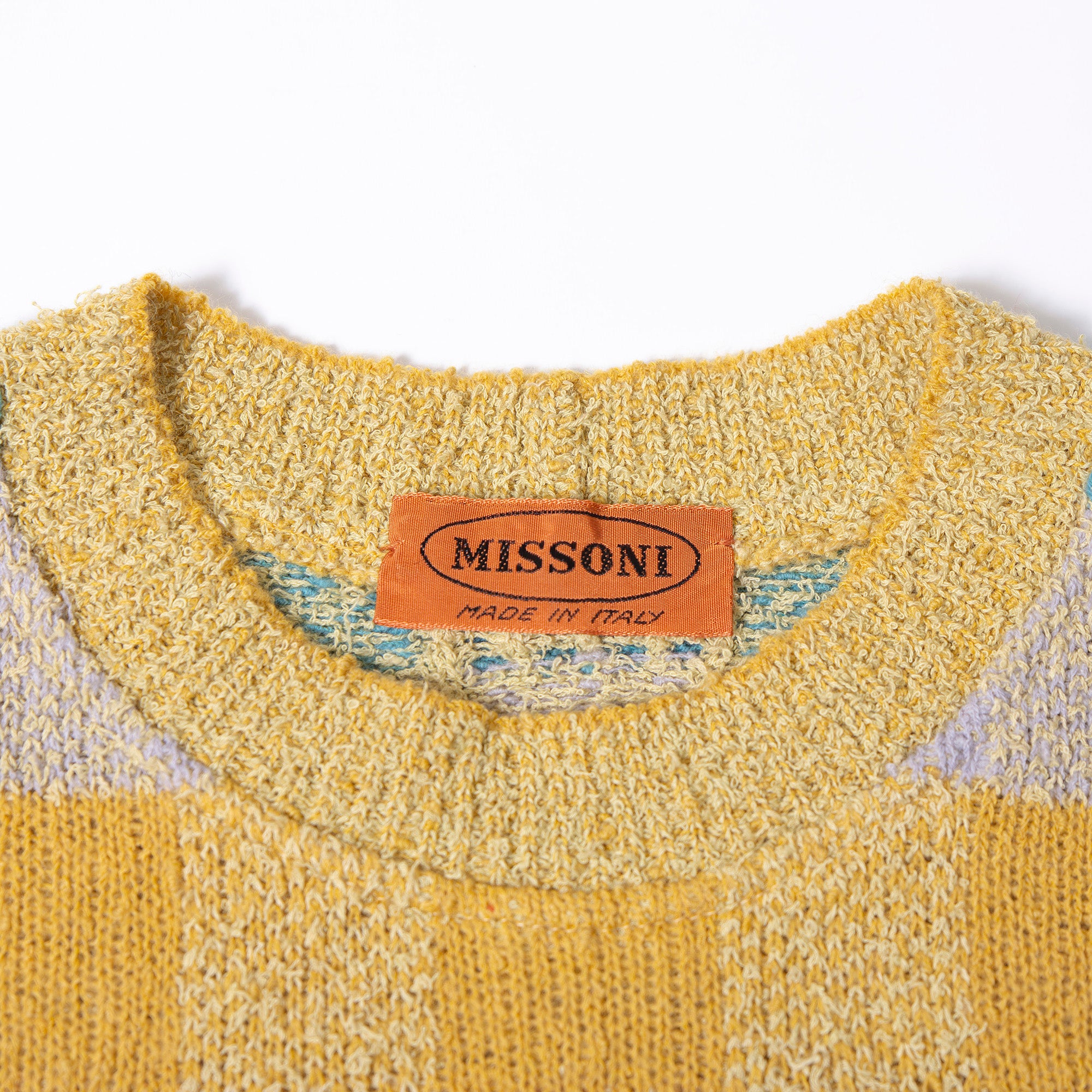 【古着】ミッソーニ MISSONI クルーネック ニット セーター ブークレ チェック柄 マルチカラー S 長袖 イタリア製 レディース ユニセックス メンズ【中古】【ブランド古着】【USED】