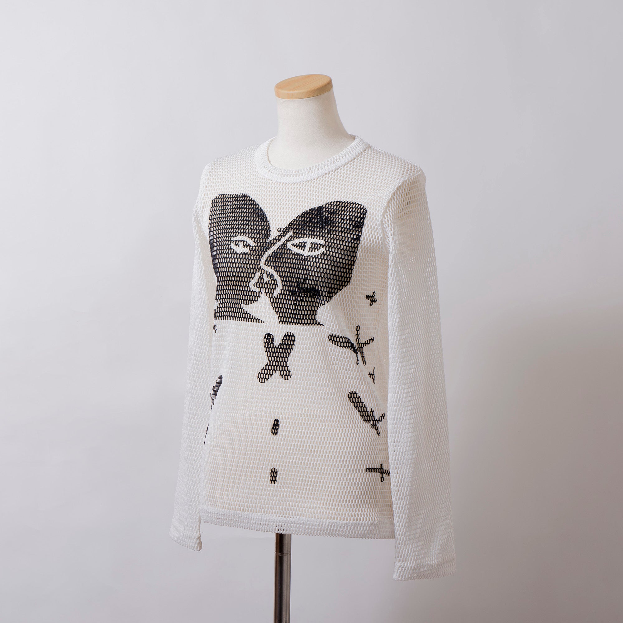 コムデギャルソン COMME des GARCONS Alisa Yoffeコラボ 2019 メッシュTシャツ ロングスリーブ モノトーン ロンT 長袖 トップス カットソー