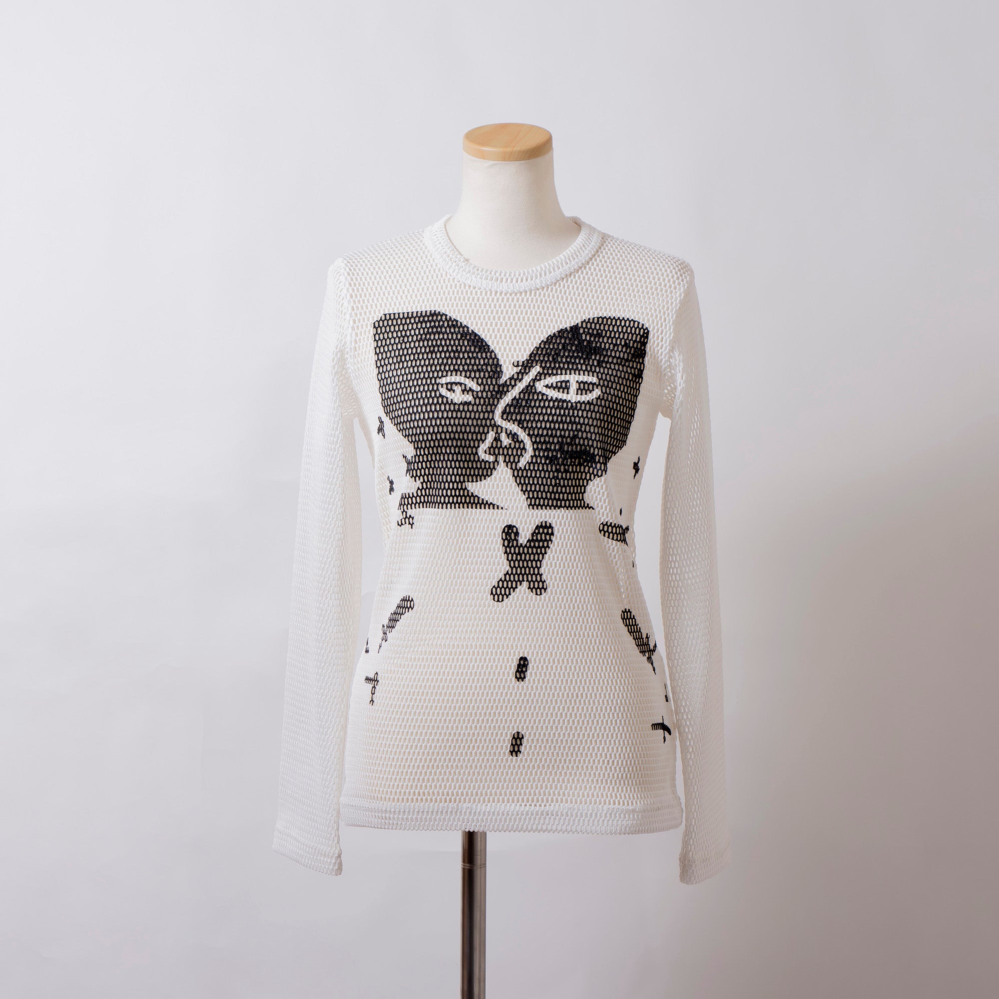 コムデギャルソン COMME des GARCONS Alisa Yoffeコラボ 2019 メッシュTシャツ ロングスリーブ モノトーン ロンT 長袖 トップス カットソー