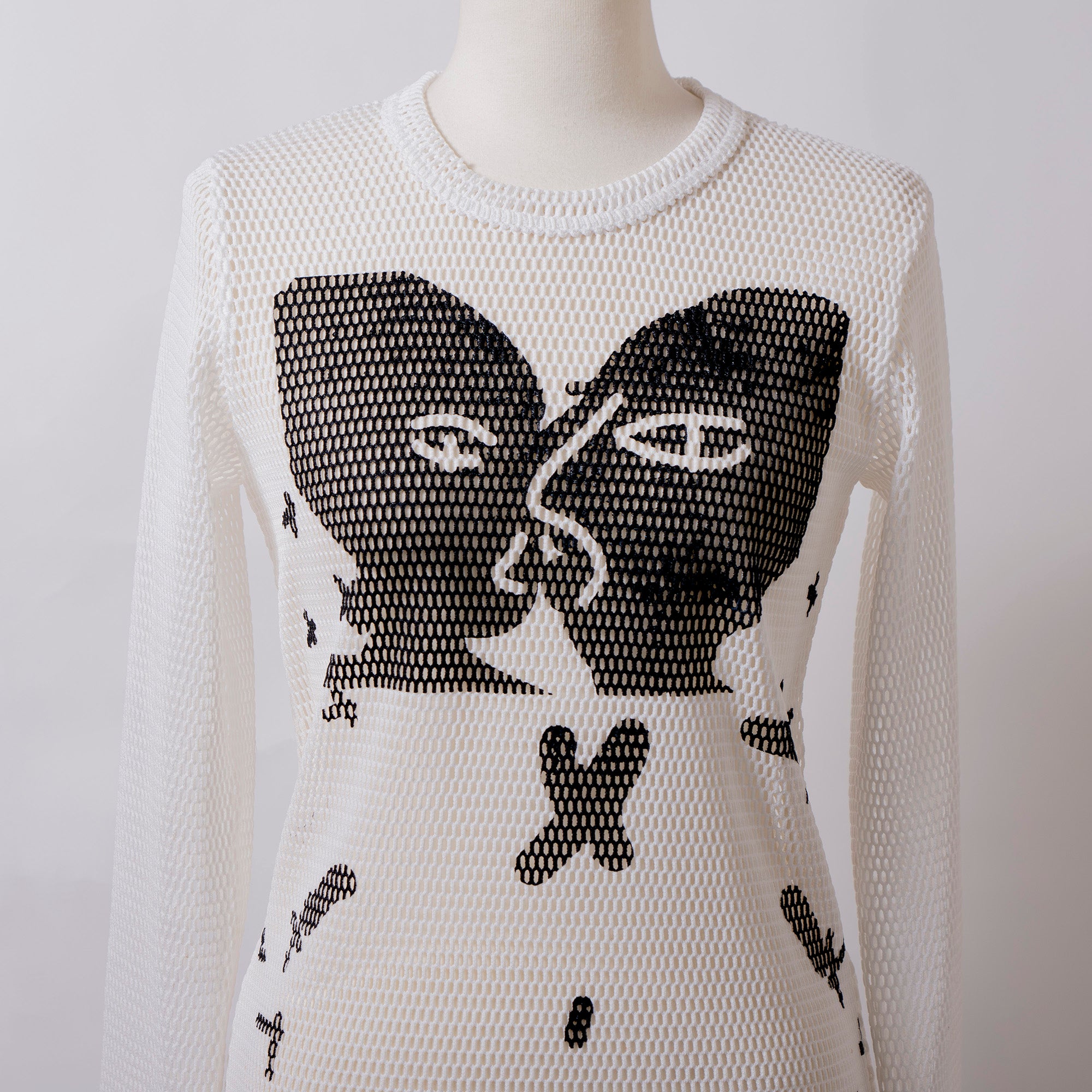 コムデギャルソン COMME des GARCONS Alisa Yoffeコラボ 2019 メッシュTシャツ ロングスリーブ モノトーン ロンT 長袖 トップス カットソー