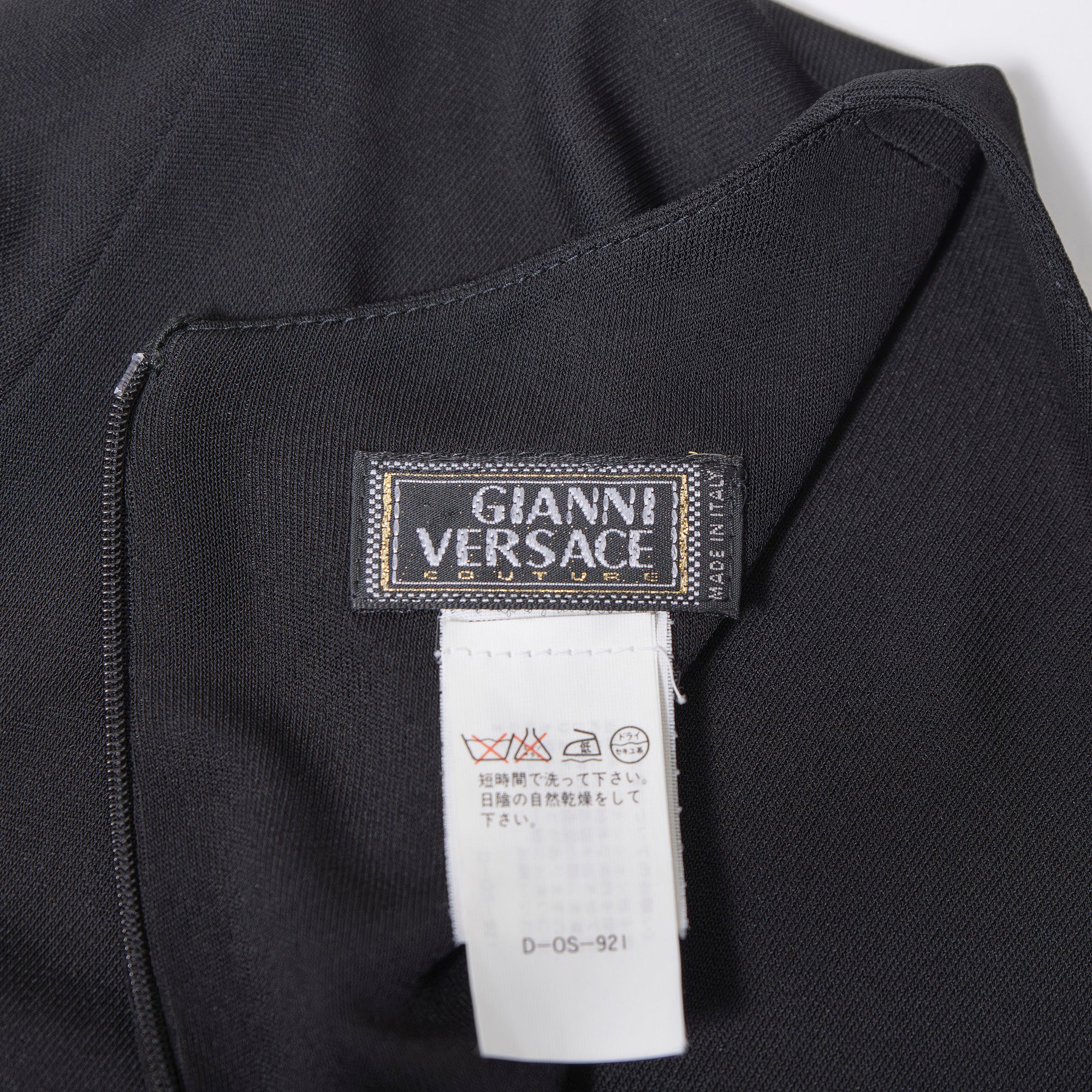 ヴェルサーチ GIANNI VERSACE COUTURE ニットワンピース 幾何学デザイン ブラック イエロー×ピンク 長袖 ウール混 レディース イタリア製