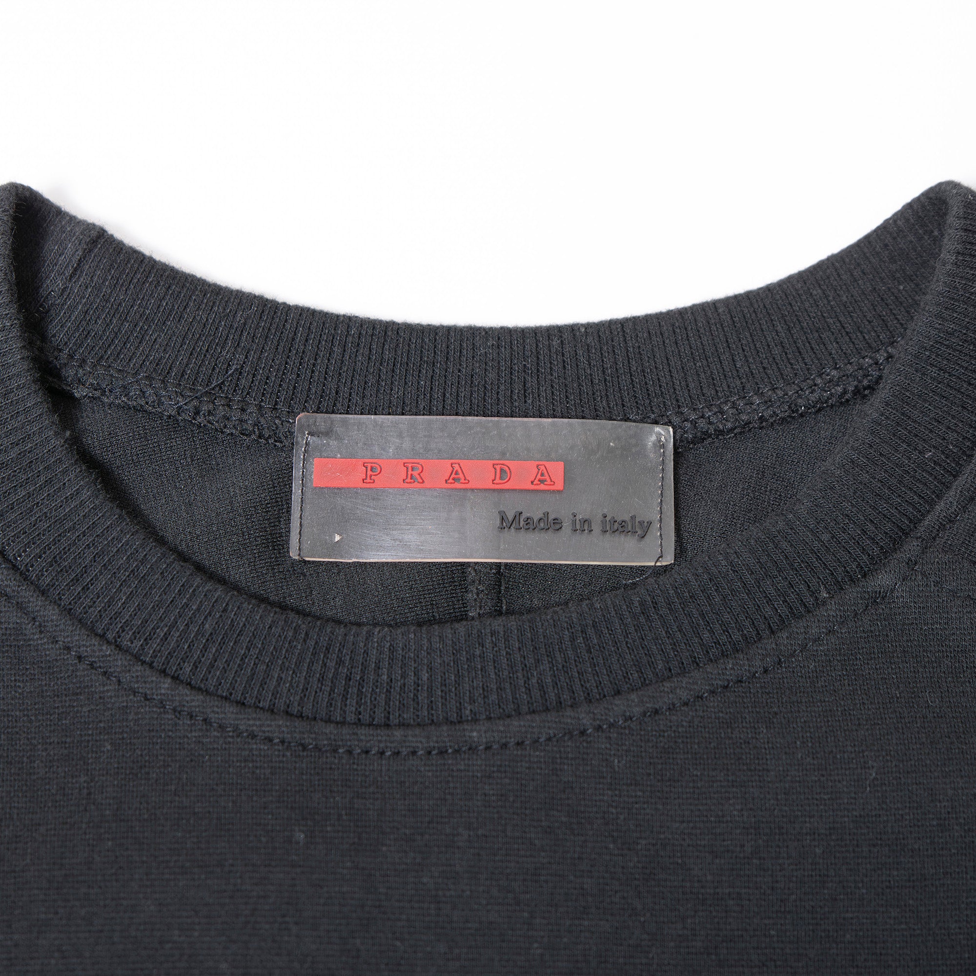 プラダ PRADA SPORTS ロングスリーブ Tシャツ ラグランスリーブ 刺繍ロゴ ブラック 長袖 コットン100 イタリア製 ロゴパッチ ユニセックス