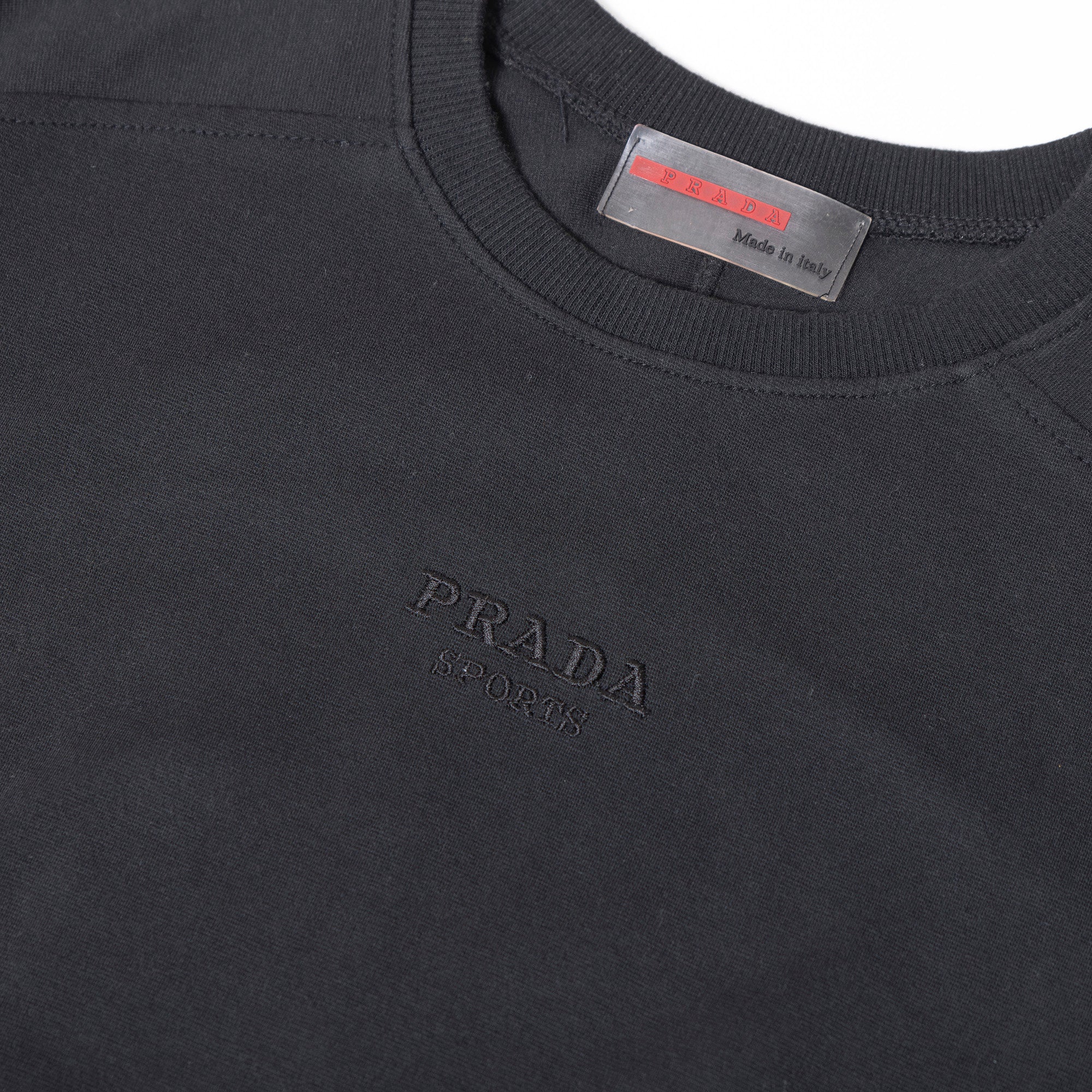 プラダ PRADA SPORTS ロングスリーブ Tシャツ ラグランスリーブ 刺繍ロゴ ブラック 長袖 コットン100 イタリア製 ロゴパッチ ユニセックス