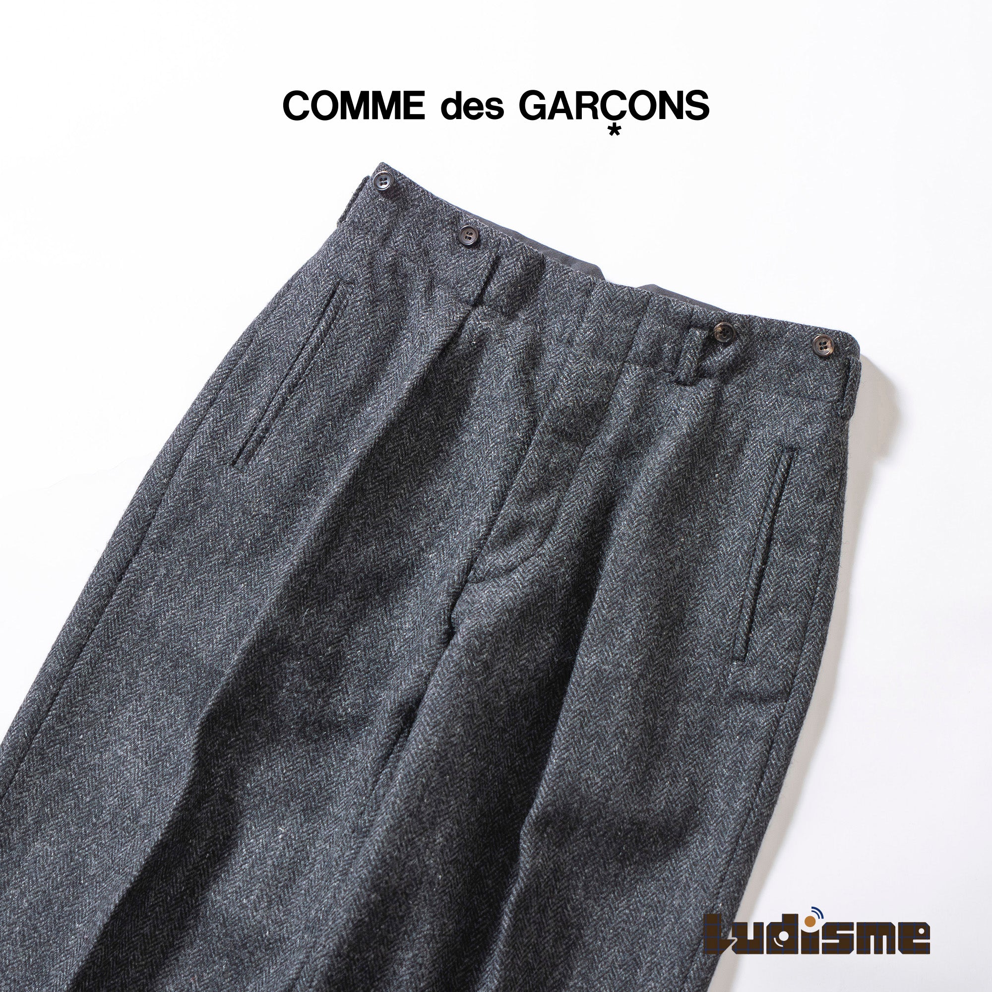 コムデギャルソン オム COMME des GARCONS HOMME デカオム 80年代 ヴィンテージ ウールツイード トラウザー グレー 川久保玲 スラックス