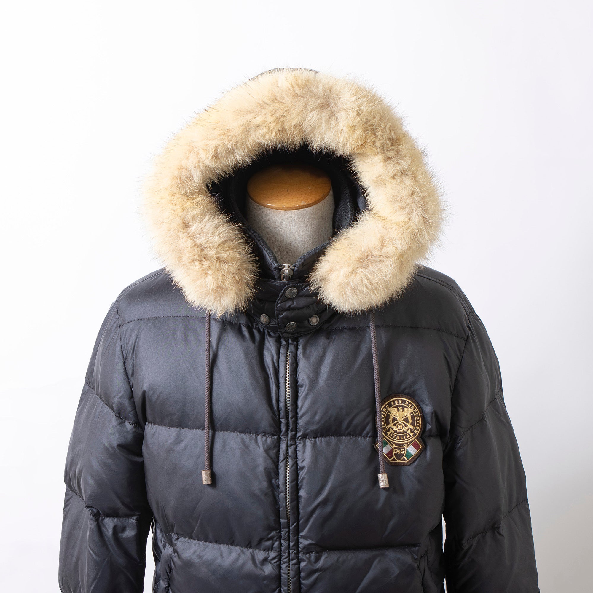 ドルチェ&ガッバーナ D&G 中綿ジャケット ファー付き フード付き ブラック 48 メンズ レディース ユニセックス コヨーテファー アウター