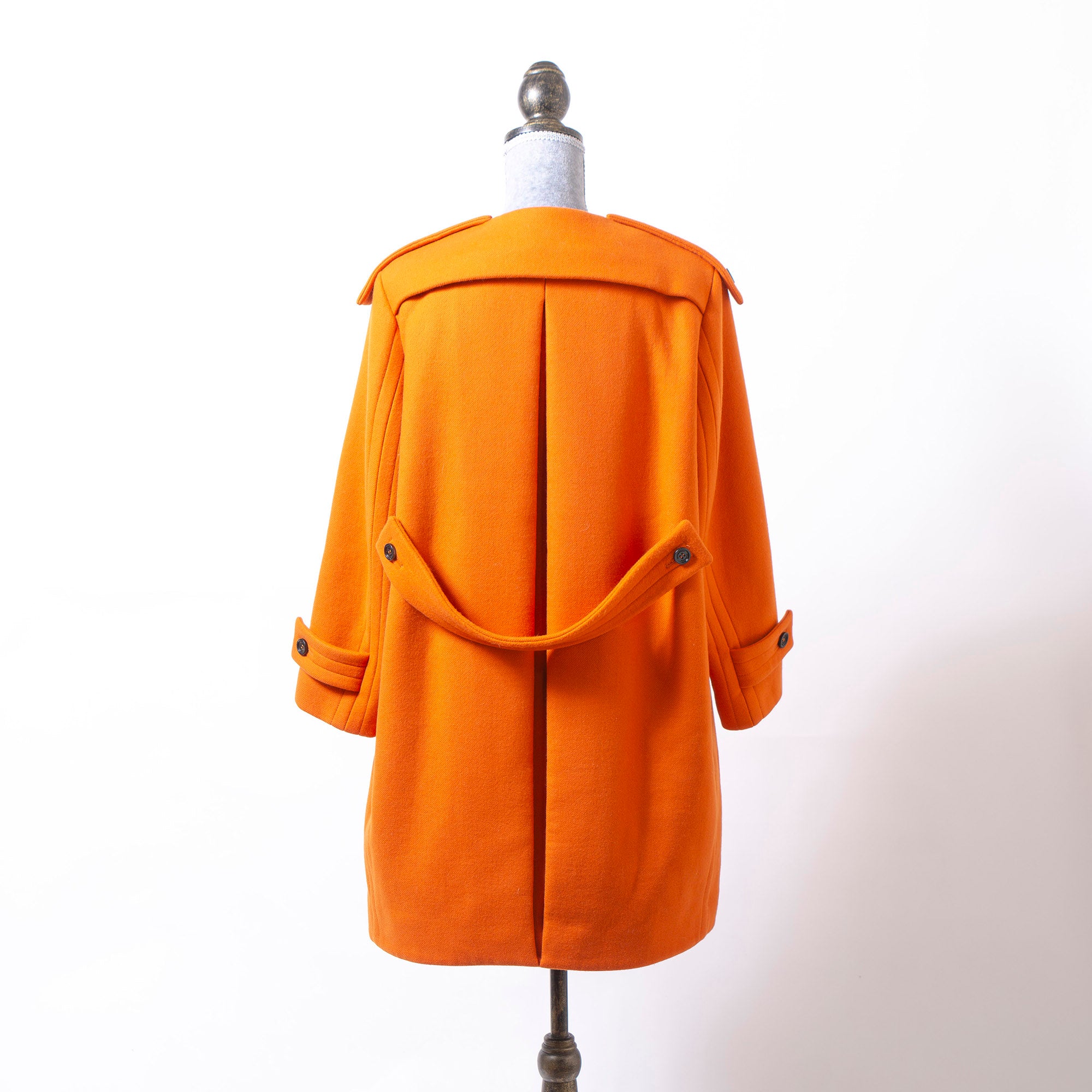 バーバリー プローサム BURBERRY PRORSUM ノーカラーコート 44 オレンジ レディース イタリア製 バージンウール キルティング ロングコート