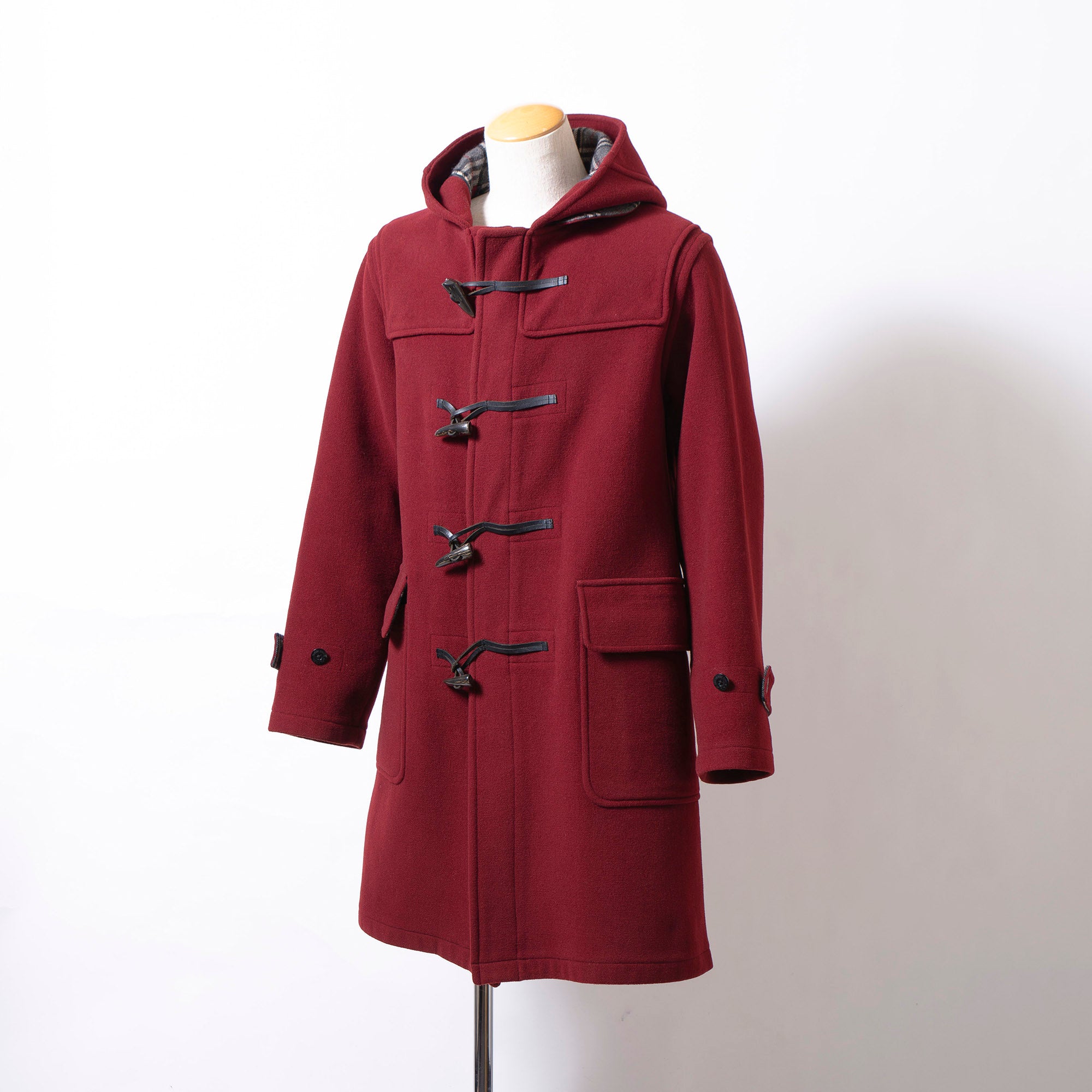 バーバリー ブラックレーベル BURBERRY BLACK LABEL ダッフルコート M ボルドー メンズ エンジ ノバチェック トグルボタン ロングコート