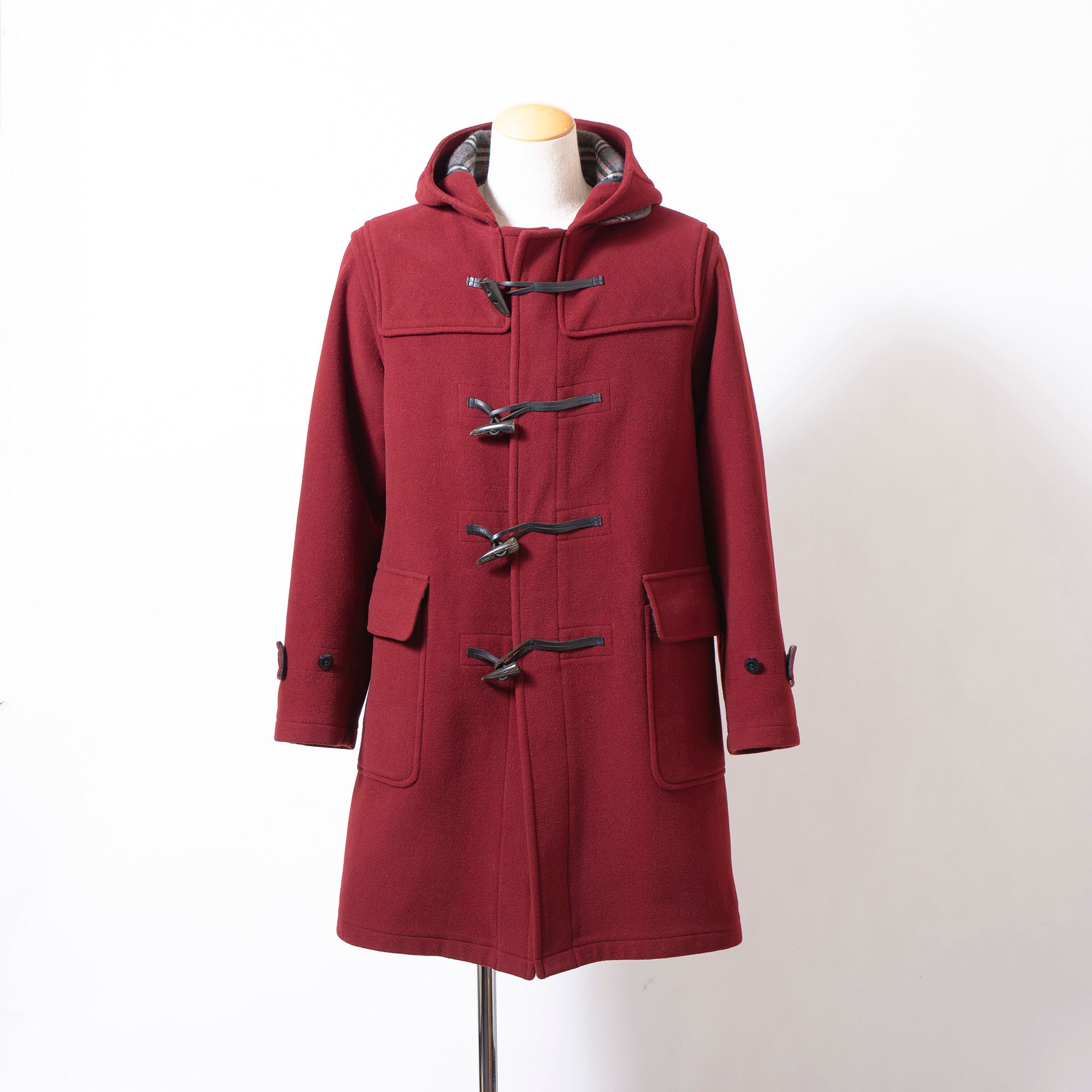 バーバリー ブラックレーベル BURBERRY BLACK LABEL ダッフルコート M ボルドー メンズ エンジ ノバチェック トグルボタン ロングコート