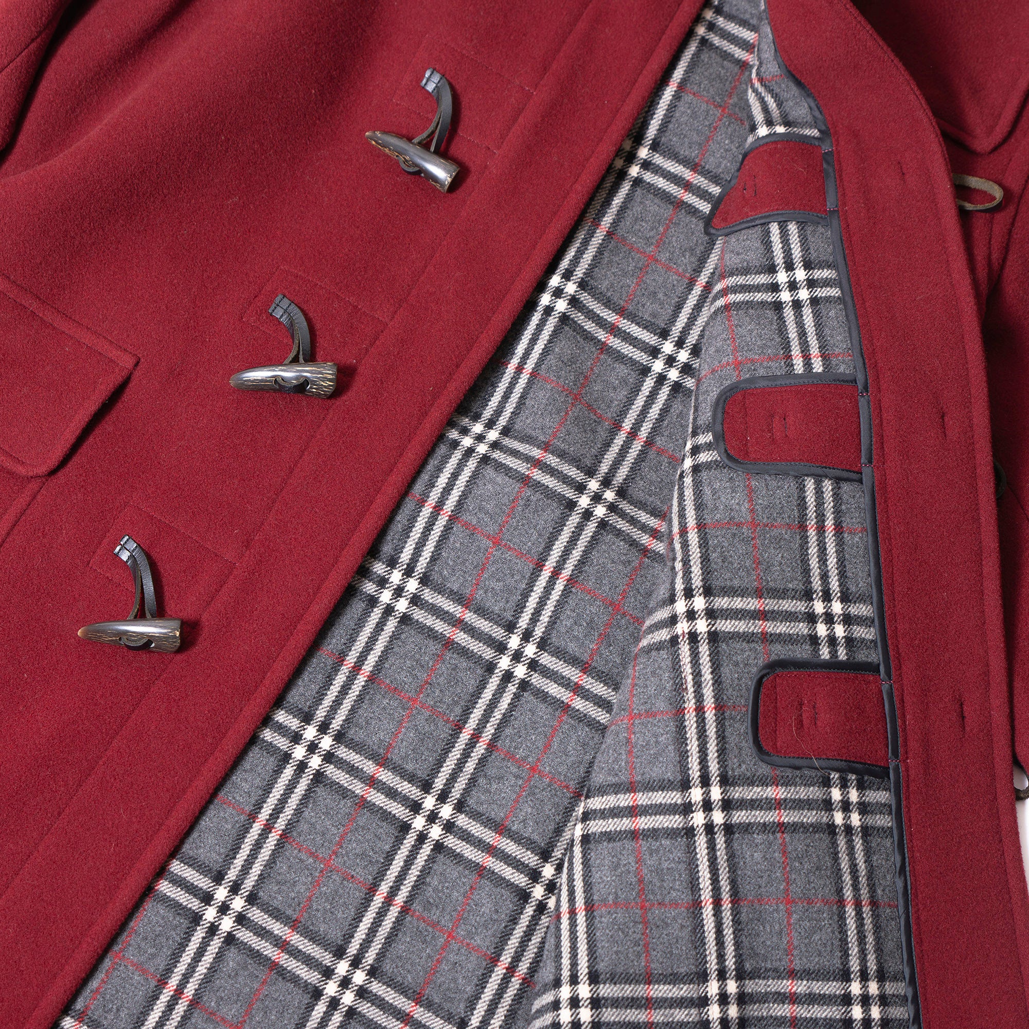 バーバリー ブラックレーベル BURBERRY BLACK LABEL ダッフルコート M ボルドー メンズ エンジ ノバチェック トグルボタン ロングコート