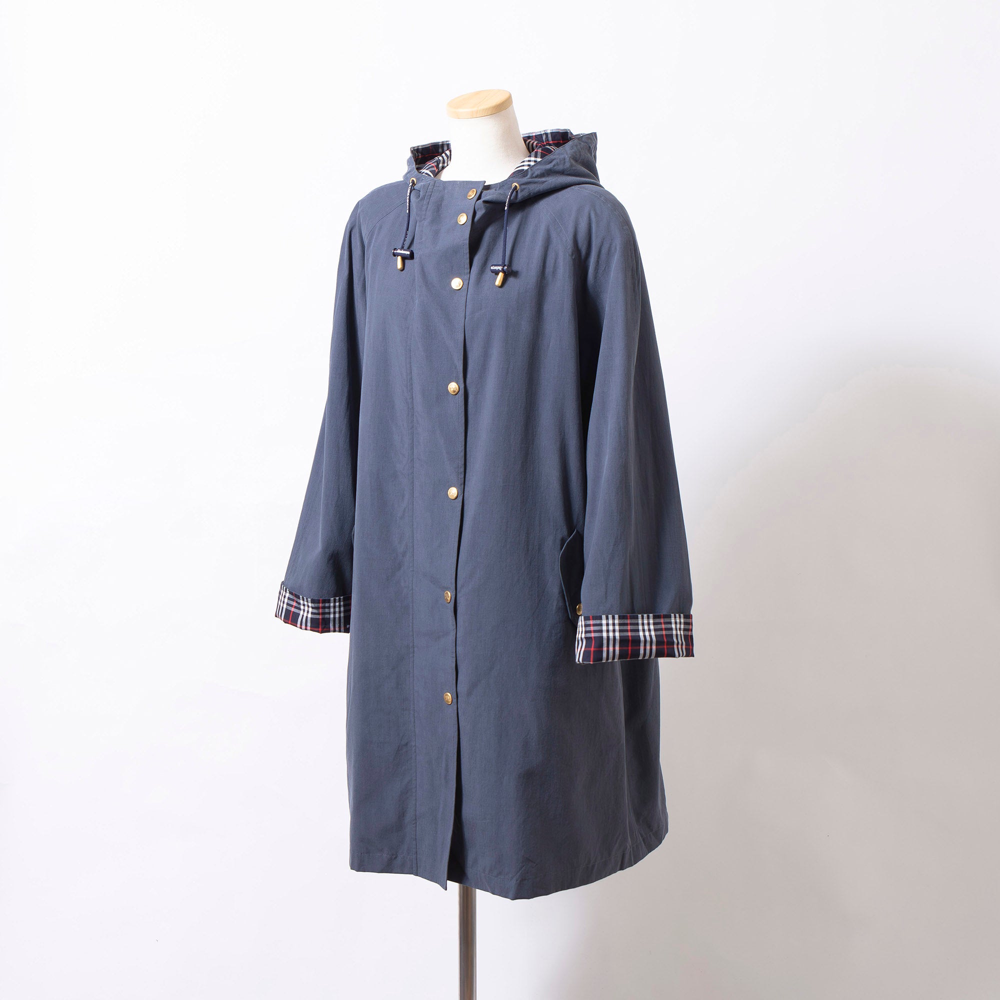 バーバリー BURBERRY フーデッドコート 40 ネイビー ノバチェック レディース メンズ ユニセックス Burberrys モッズコート ロングコート