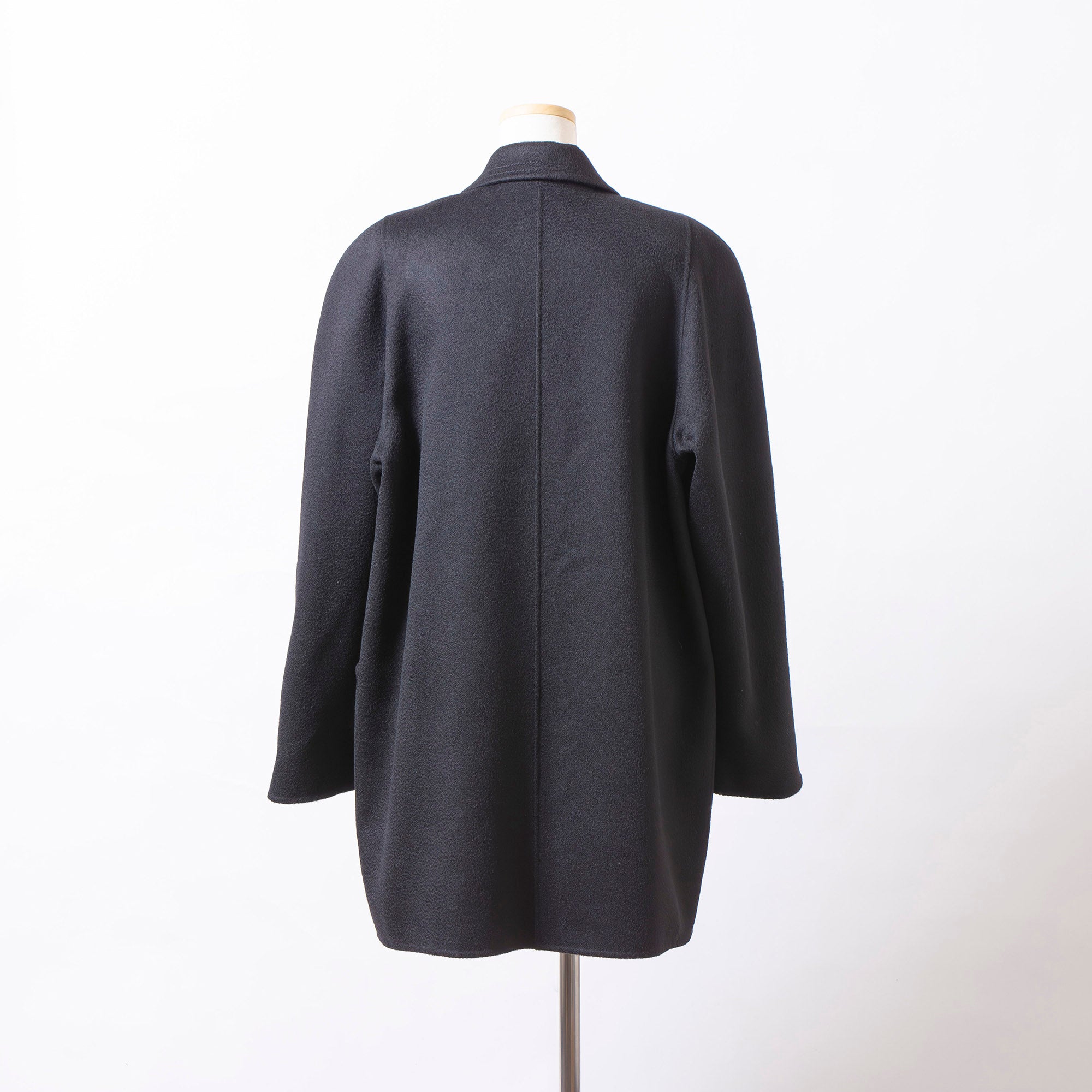 ロロピアーナ Loro Piana カシミヤコート ダブルブレスト ブラック カシミヤ100% レディース ミドル丈 Pコート ハンドメイド