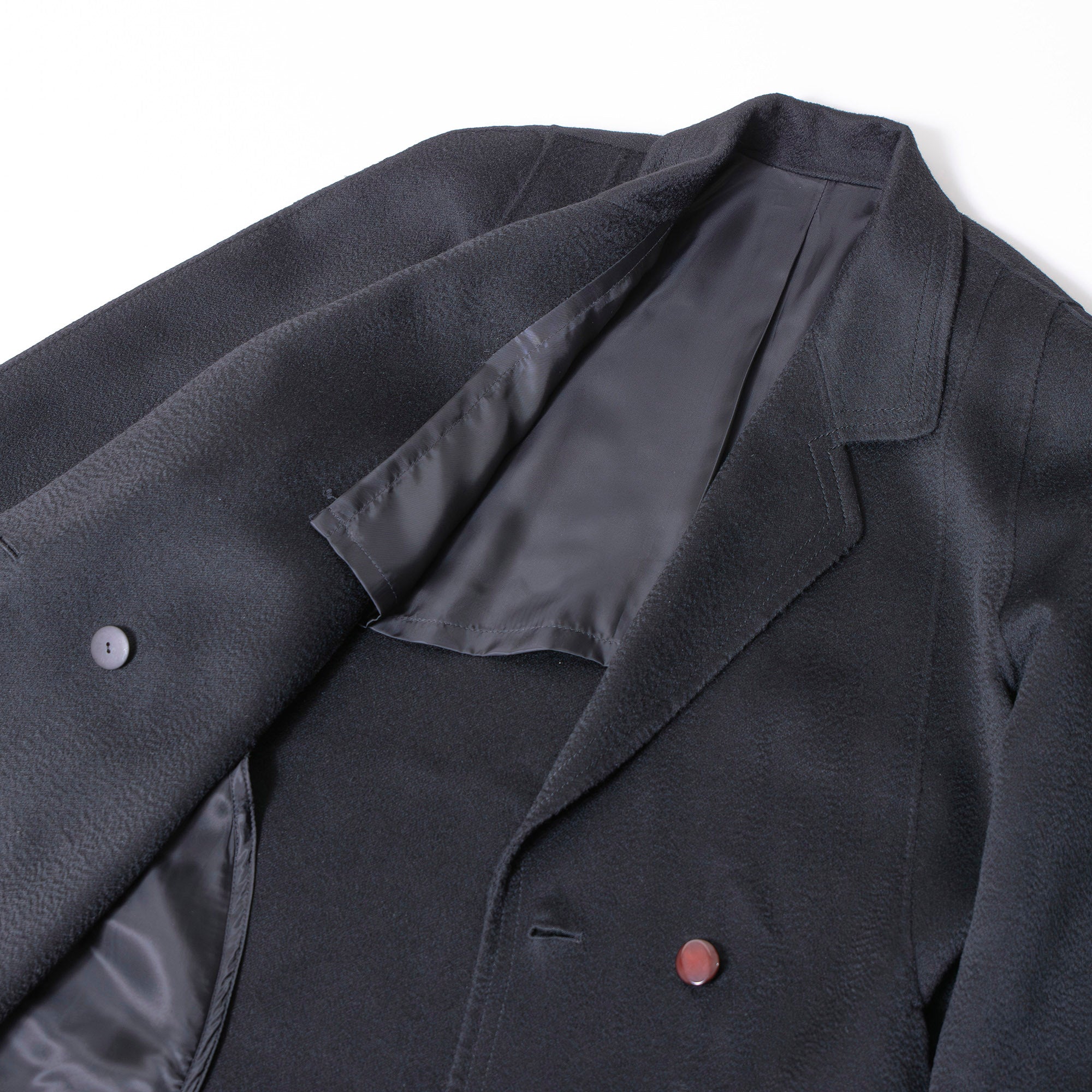 ロロピアーナ Loro Piana カシミヤコート ダブルブレスト ブラック カシミヤ100% レディース ミドル丈 Pコート ハンドメイド