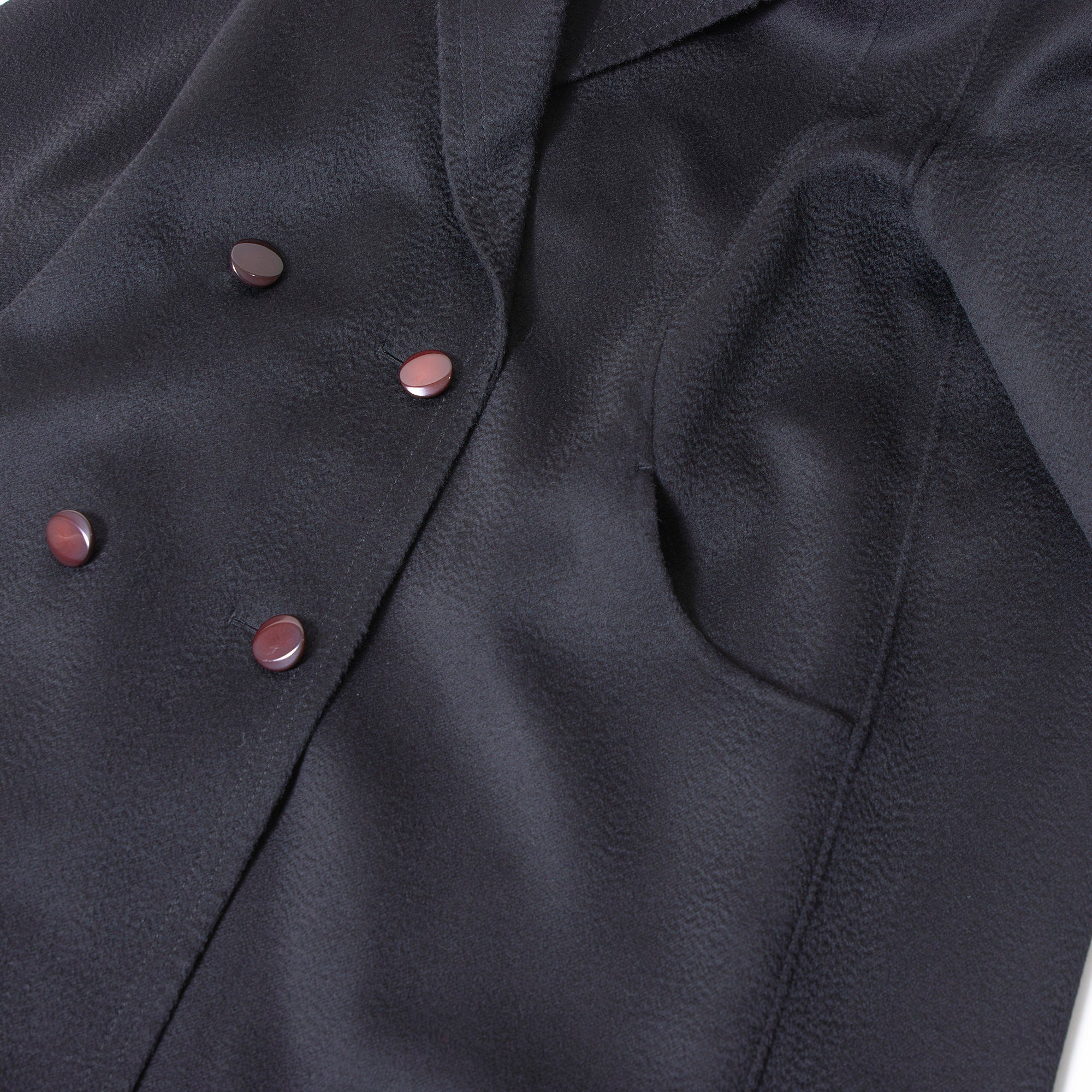 ロロピアーナ Loro Piana カシミヤコート ダブルブレスト ブラック カシミヤ100% レディース ミドル丈 Pコート ハンドメイド