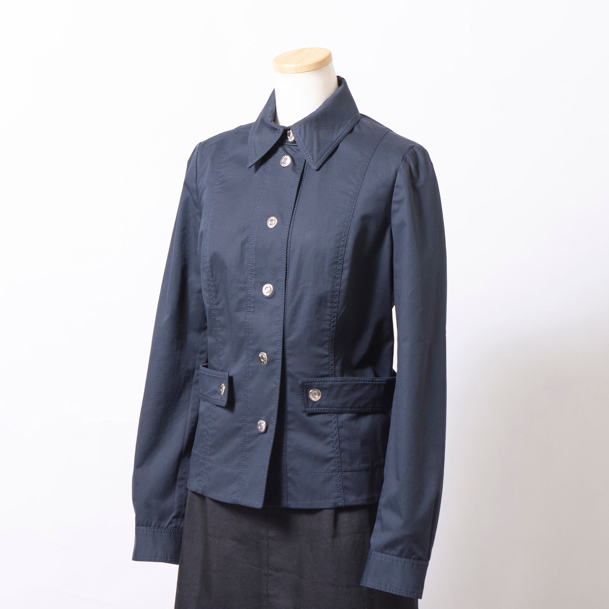 ジルサンダー JIL SANDER NAVY コットンジャケット 34 ネイビー 紺 レディース イタリア製 カジュアルジャケット ミリタリージャケット