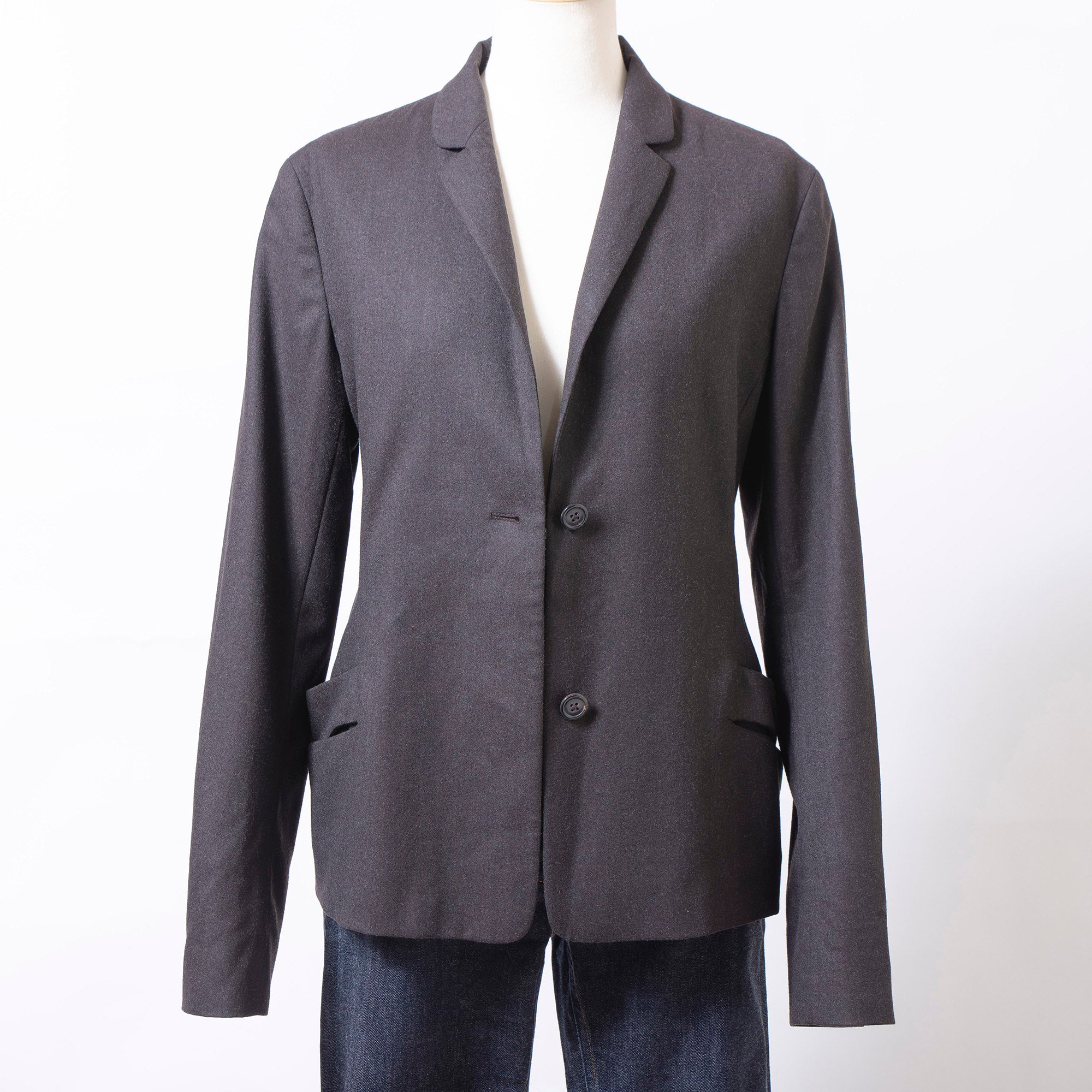 ジルサンダー JIL SANDER ウールジャケット 36 チャコール レディース 比翼仕立て ミニマルデザイン テーラードジャケット イタリア製