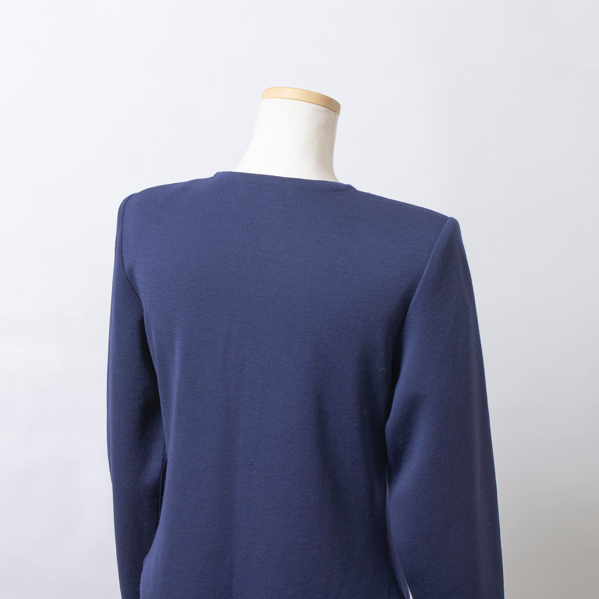 イヴサンローラン Yves Saint Laurent ニットワンピース ネイビー M ゴールドボタン フレアシルエット オールインワン ドレス プルオーバー