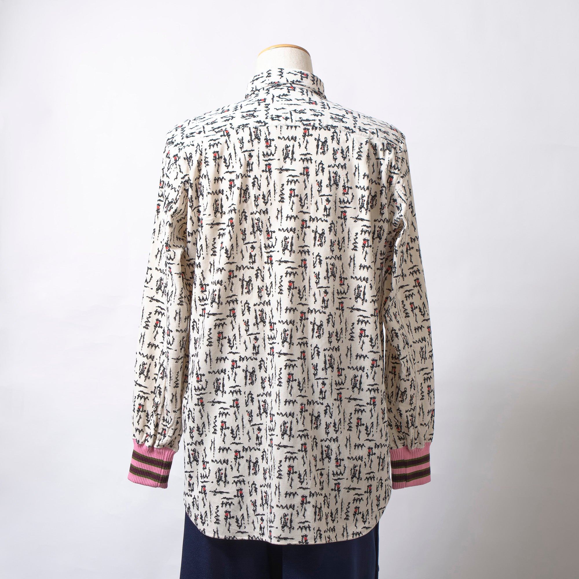 コムデギャルソン COMME des GARCONS HOMME PLUS AD2004 総柄シャツ リブ切り替え メンズ 川久保玲 再構築 アーカイブ トップス 長袖シャツ