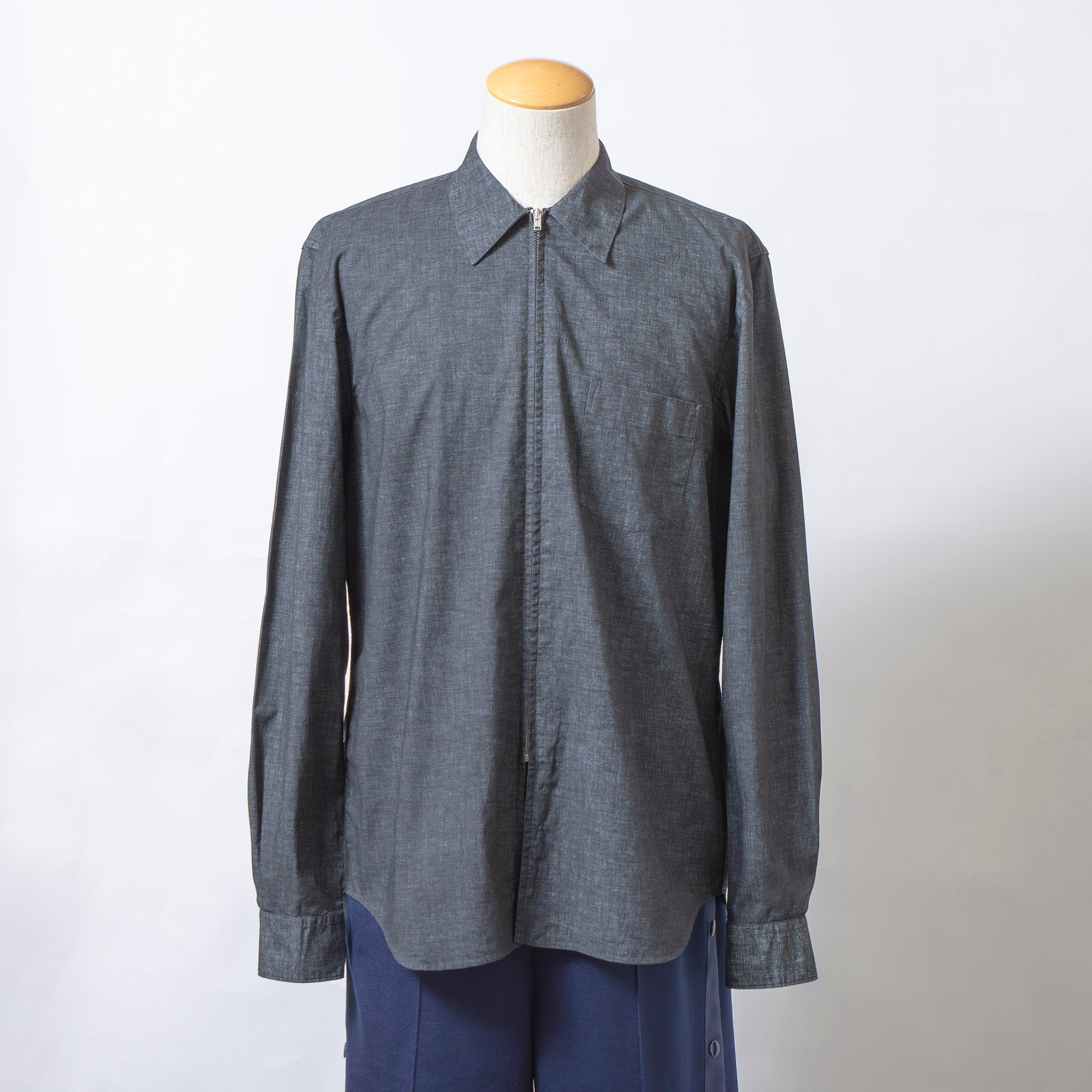 コムデギャルソン COMME des GARCONS SHIRT ジップアップ デニムシャツ コットンポリウレタン M フランス製 川久保玲 トップス 長袖シャツ